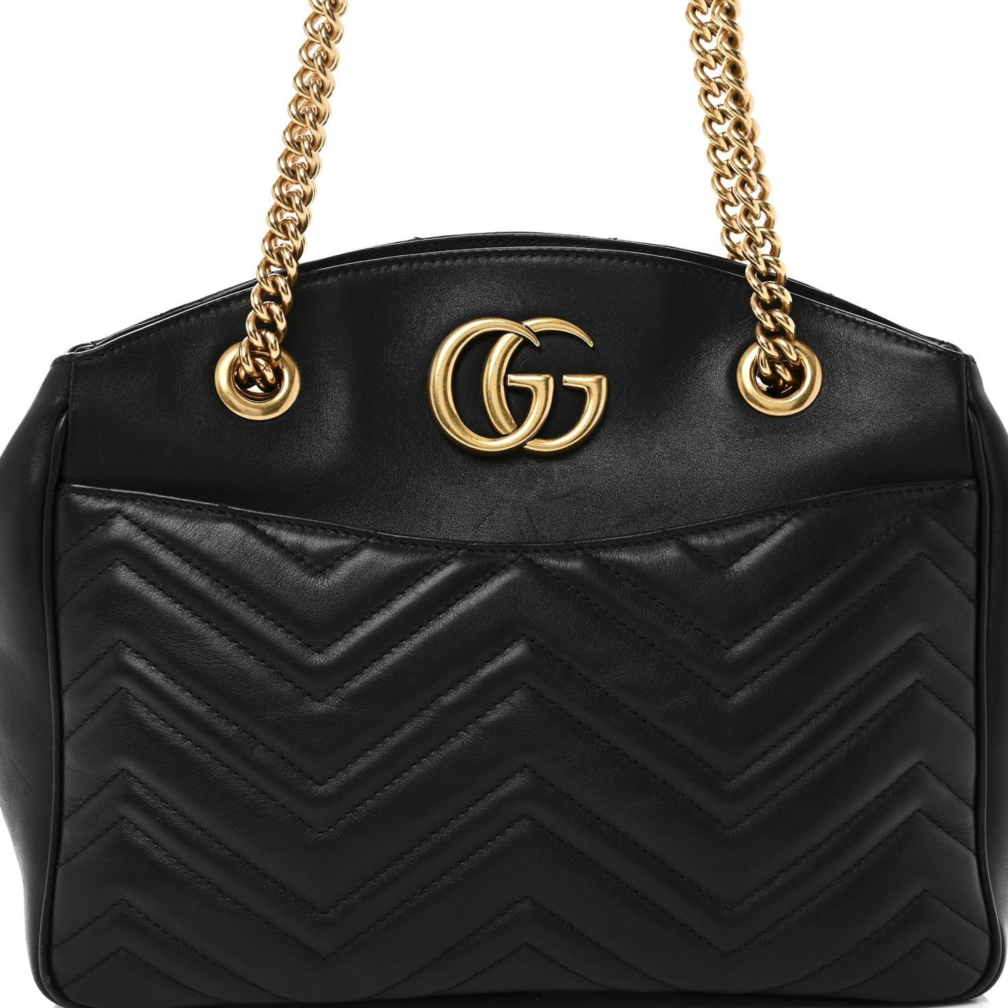 Calfskin Matelasse Medium GG Marmont Open Top Shoulder Bag Black