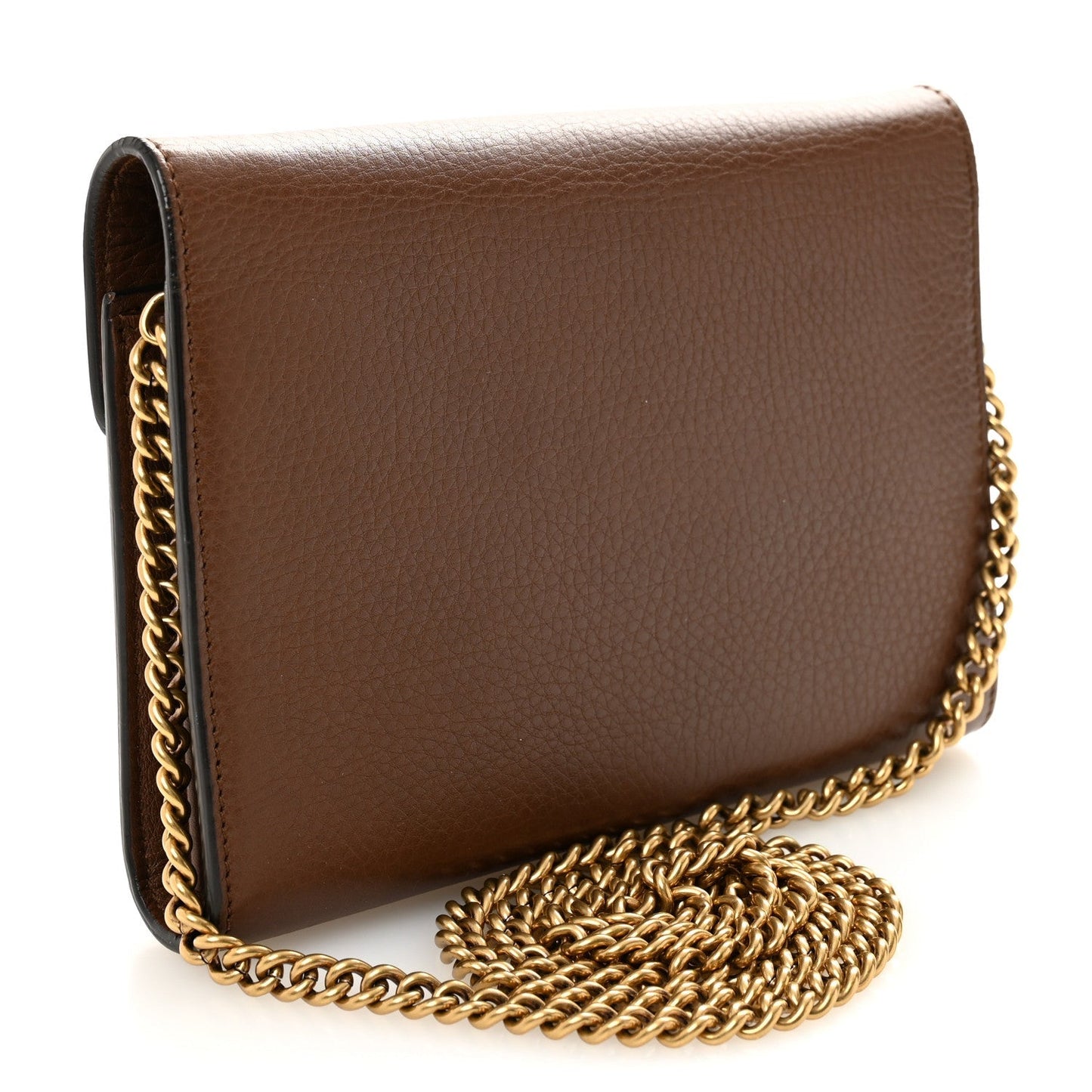 Cellarius Calfskin GG Marmont Chain Wallet Nut Brown