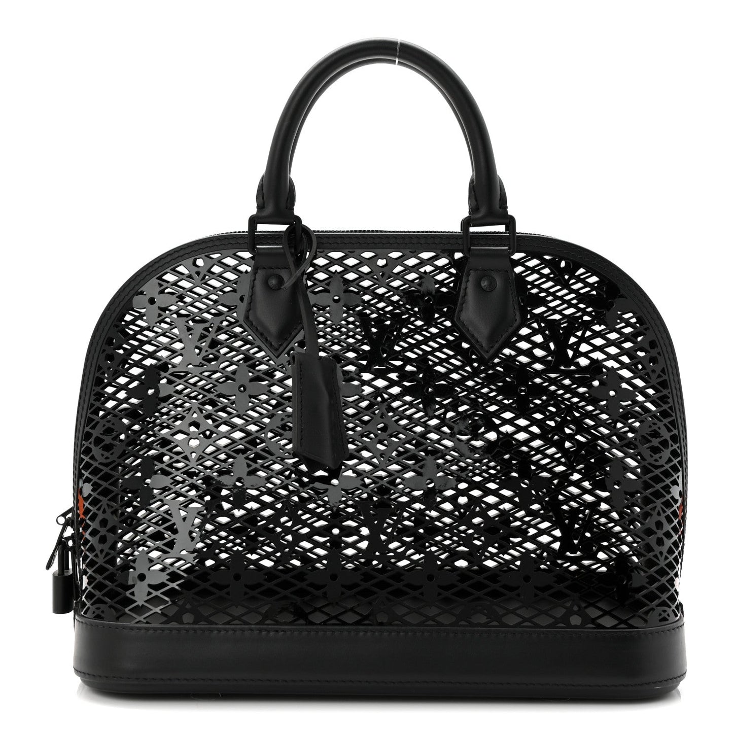 Patent Calfskin Laced Monogram Alma PM Black