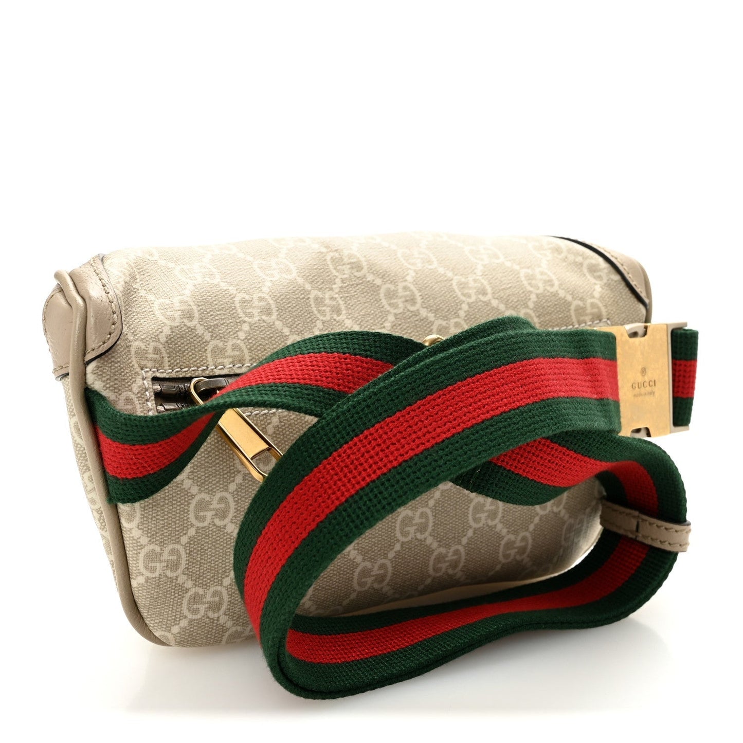 GG Supreme Monogram Textured Calfskin Web Retro Interlocking G Belt Bag Beige Mystic White Oatmeal