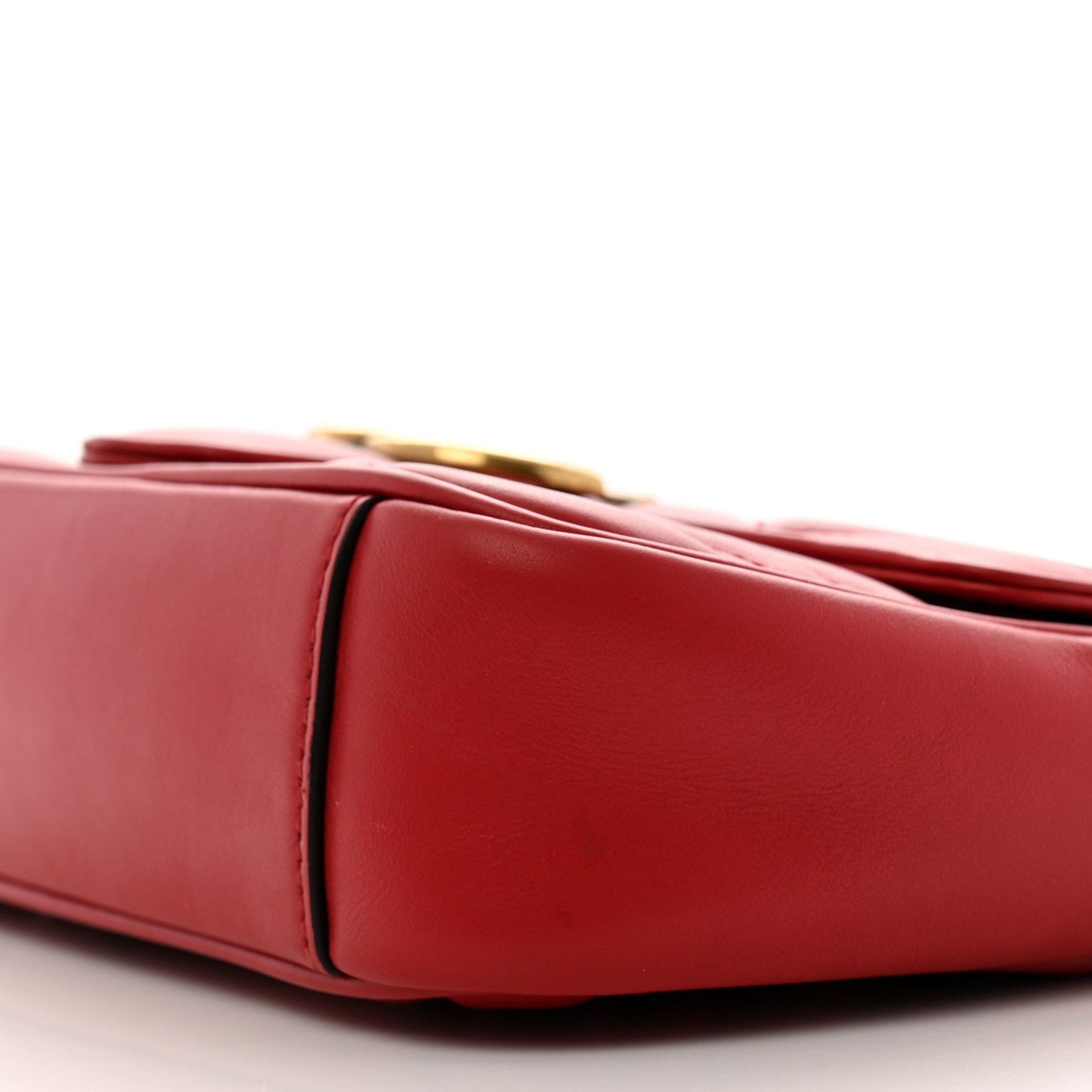 Calfskin Matelasse Mini GG Marmont Shoulder Bag Hibiscus Red