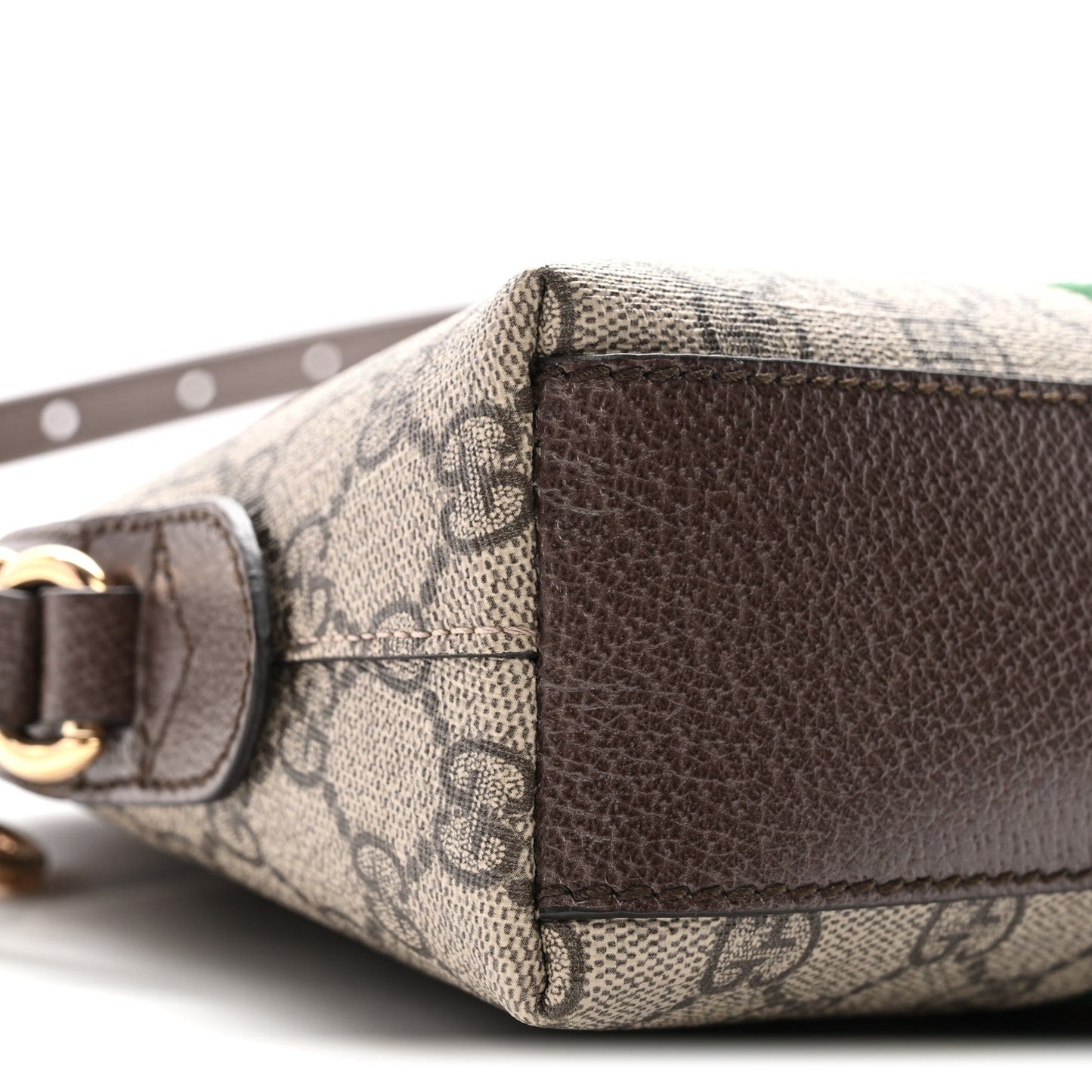 GG Supreme Monogram Textured Dollar Calfskin Web Small Ophidia Dome Shoulder Bag Beige Ebony New Acero