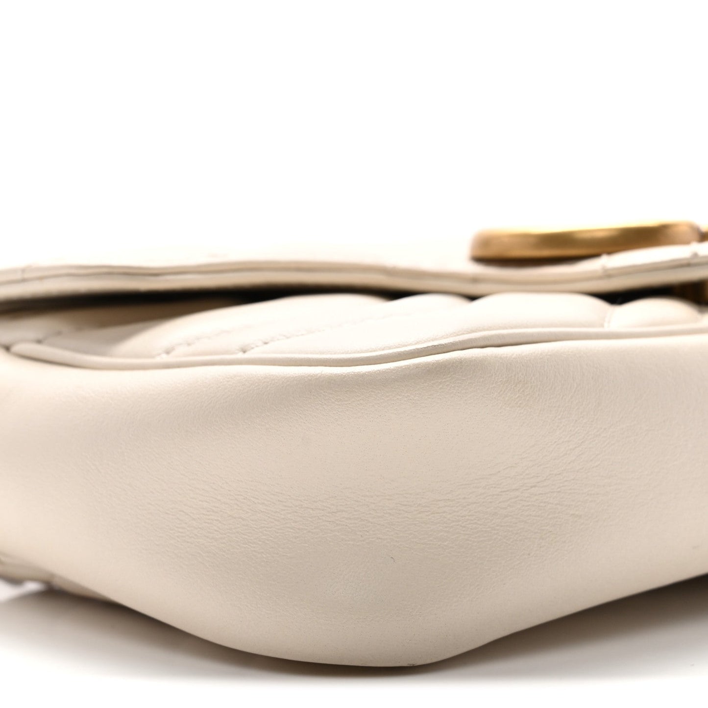 Calfskin Matelasse Super Mini GG Marmont Shoulder Bag White