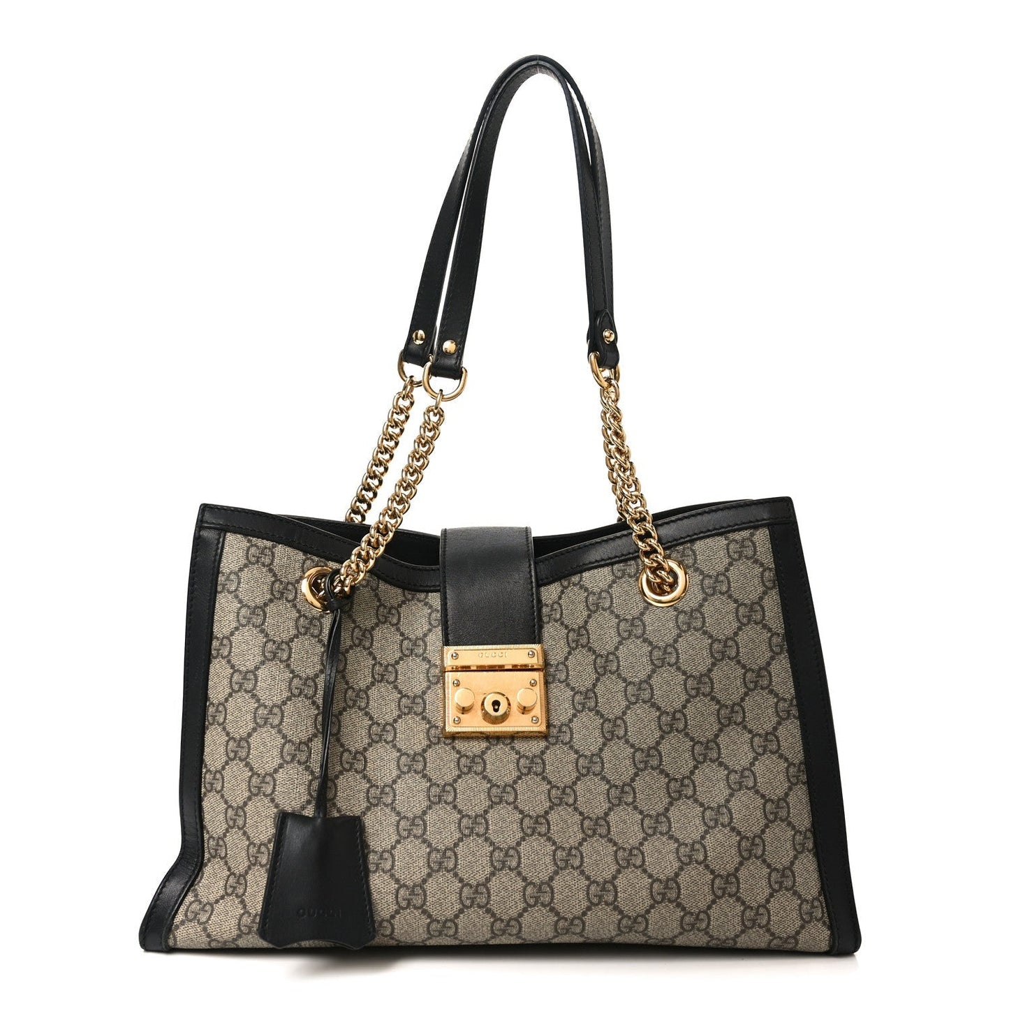 GG Supreme Monogram Medium Padlock Tote Black