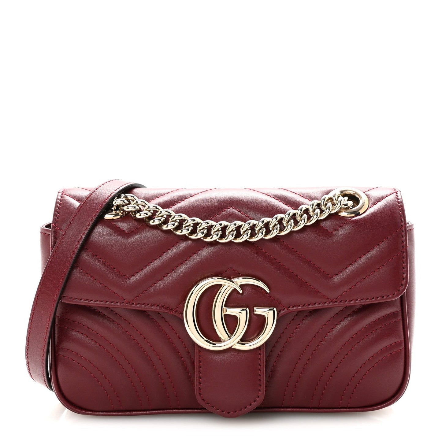 Calfskin Matelasse Small GG Marmont Shoulder Bag  Rosso Ancora