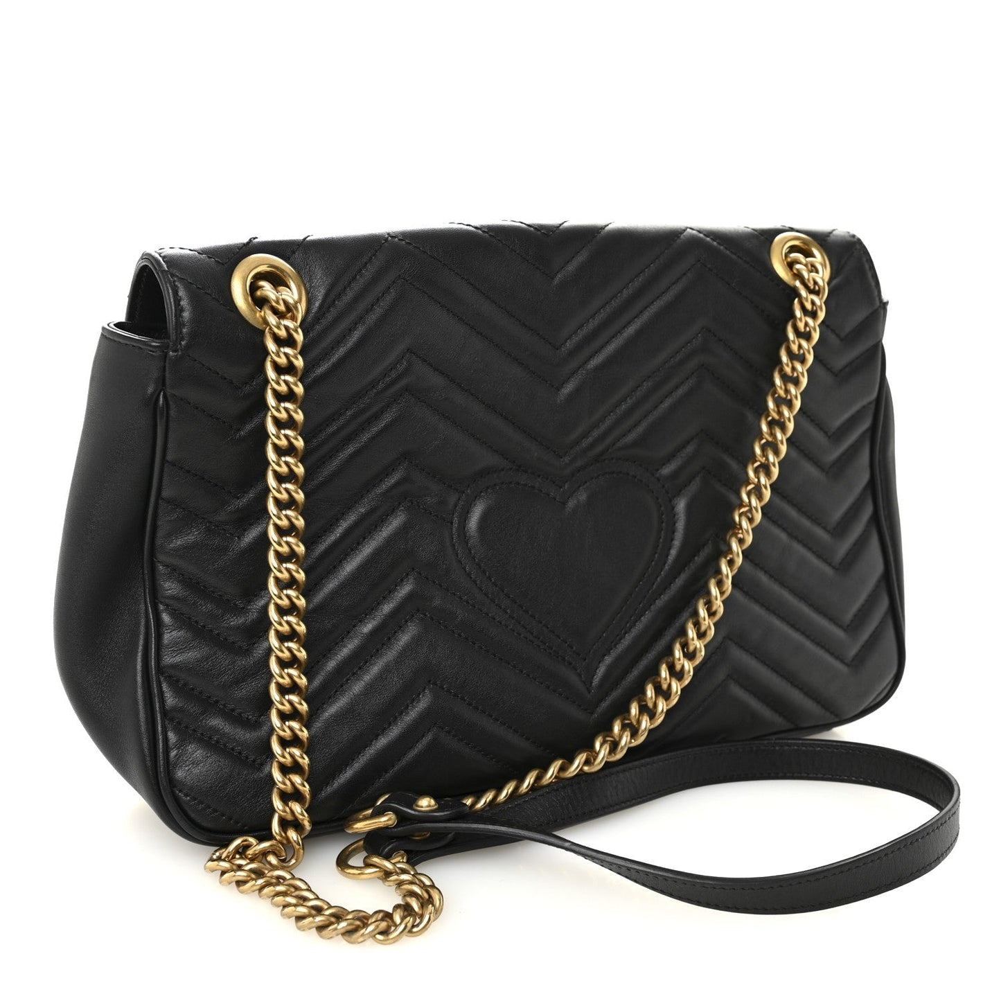 Calfskin Matelasse Medium GG Marmont Shoulder Bag Black