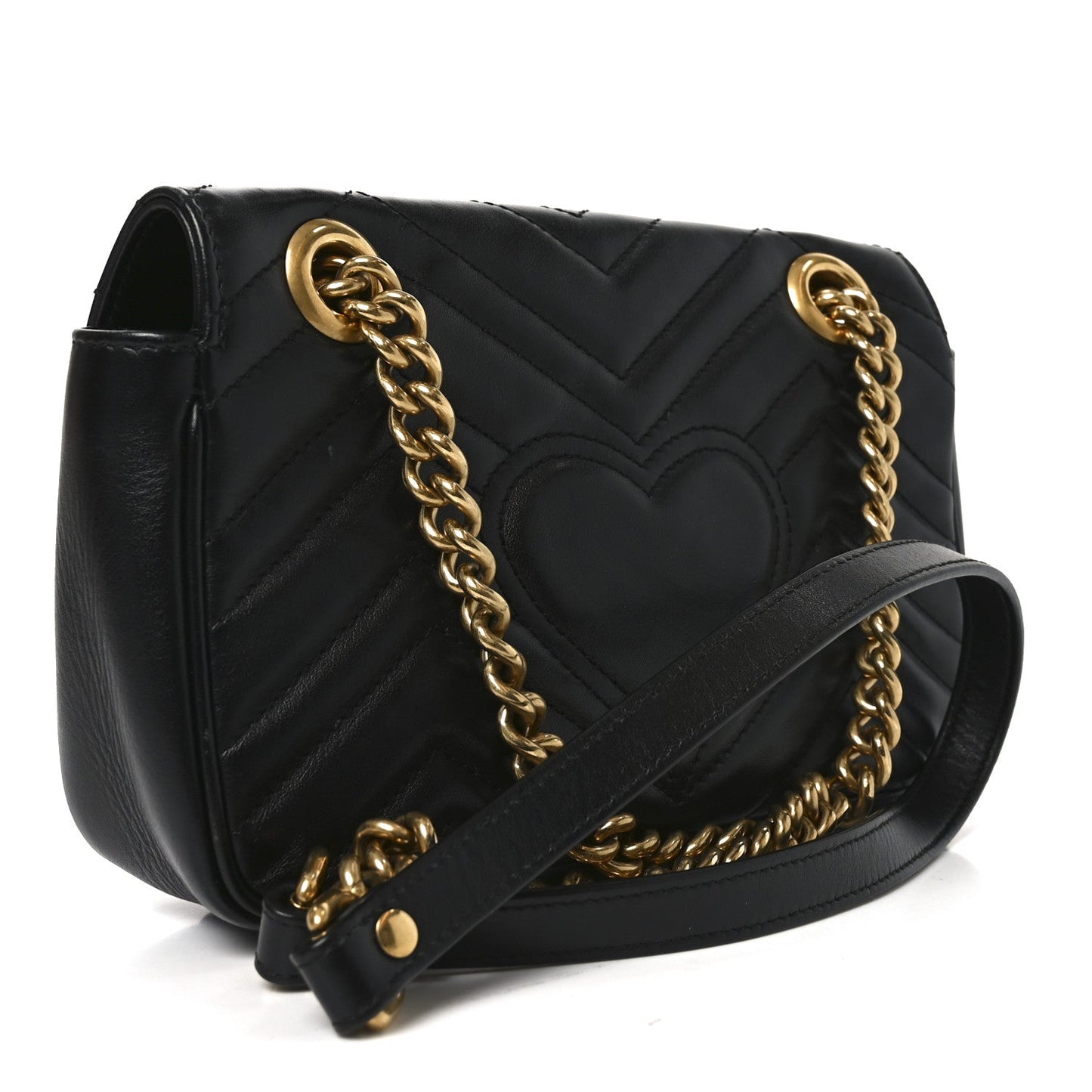 Calfskin Matelasse Mini GG Marmont Shoulder Bag Black