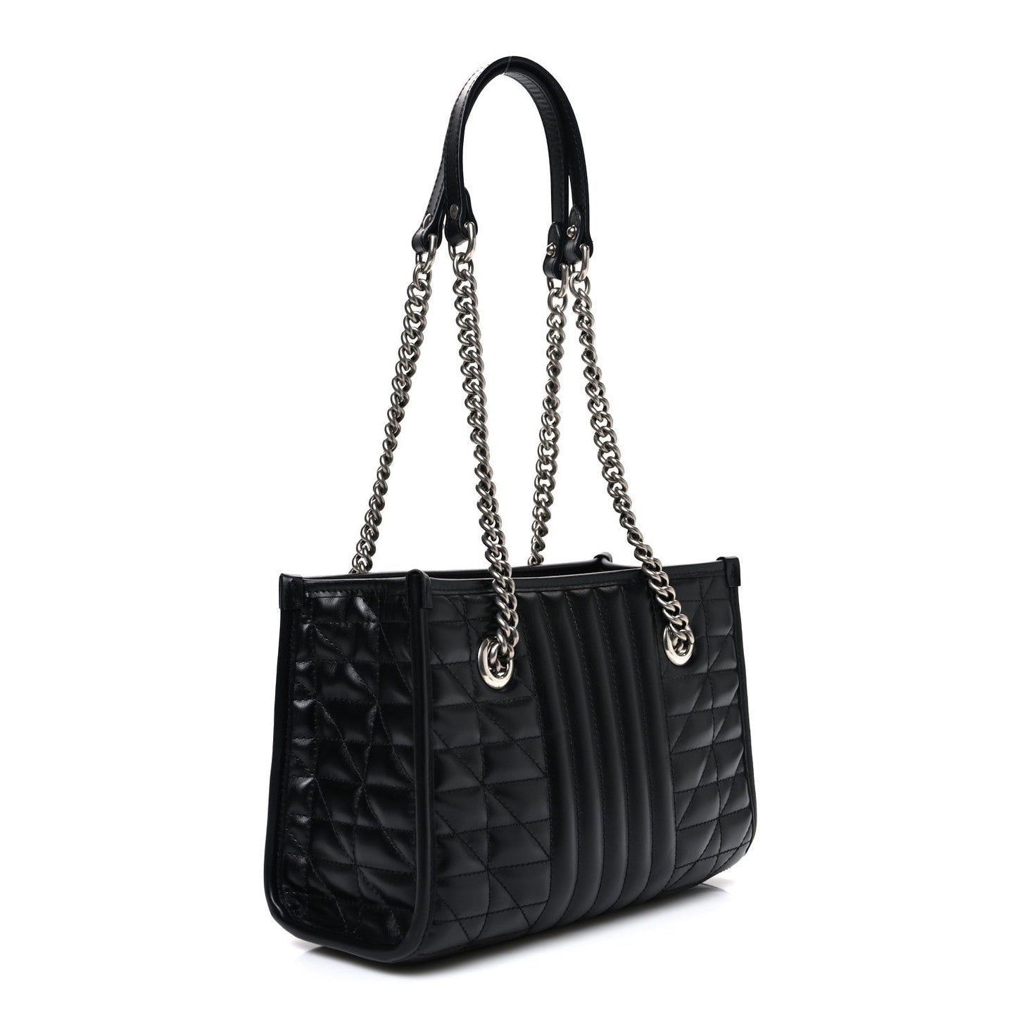 Calfskin Matelasse Aria Small GG Marmont Shoulder Tote Black