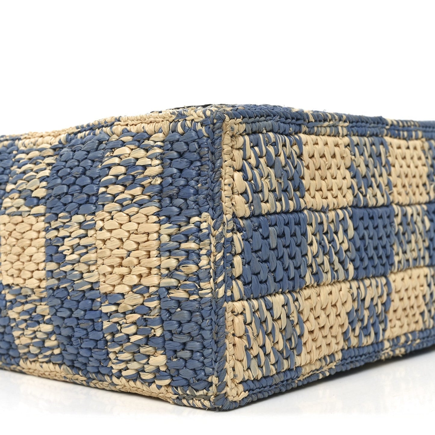 X PAULA'S IBIZA Raffia Small Font Tote Natural Light Blue