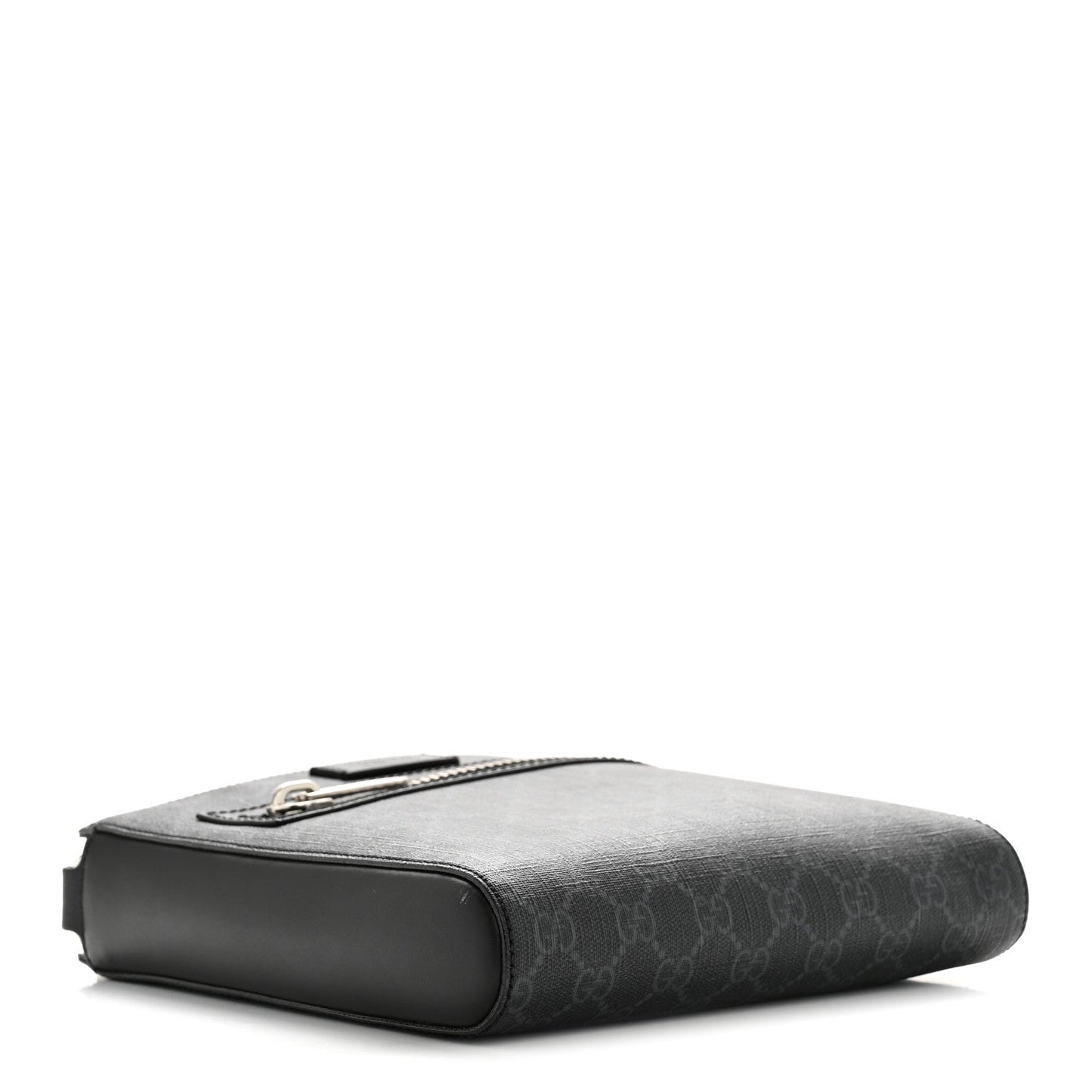 GG Supreme Monogram Web Small Flat Messenger Bag Black Grey