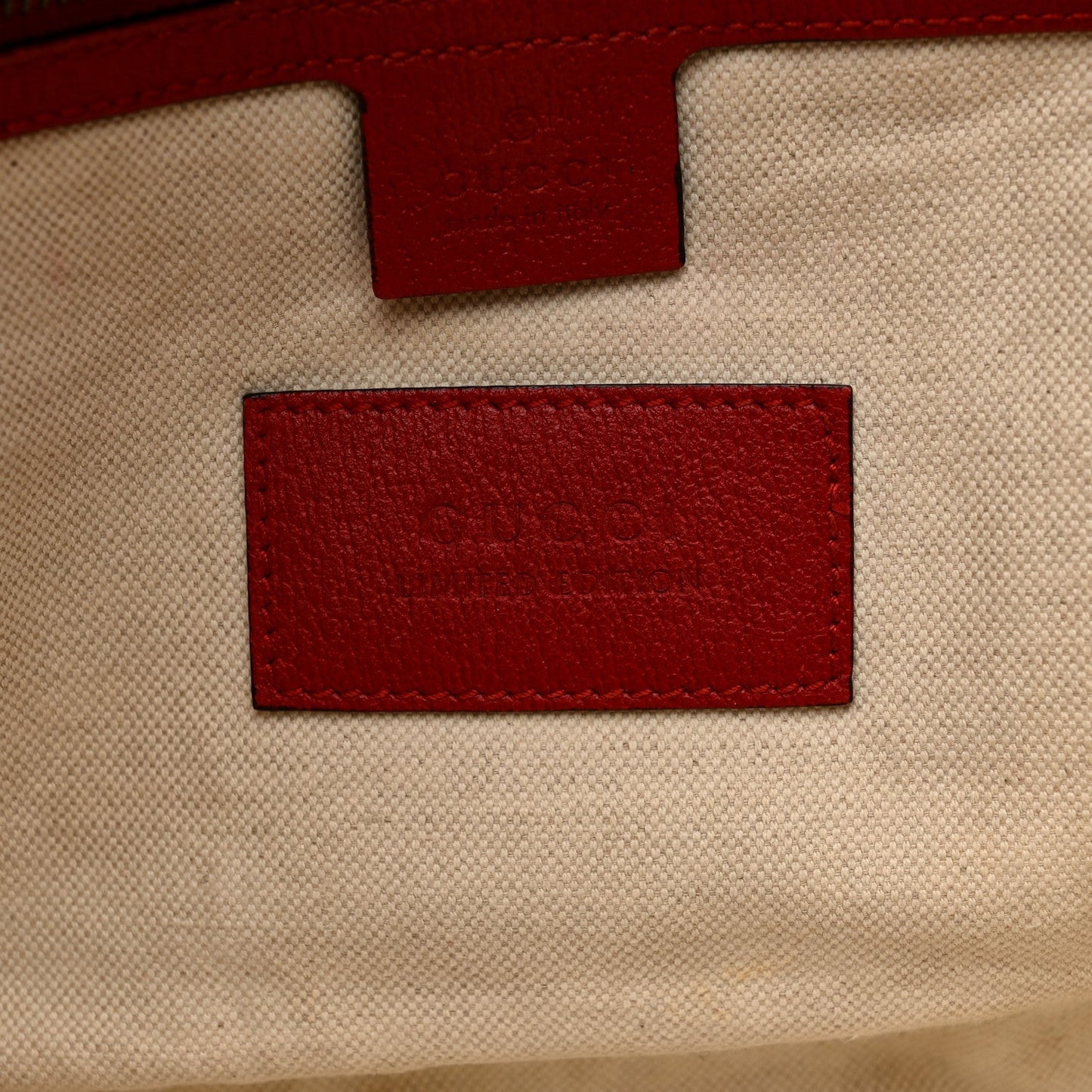 Soft GG Supreme Monogram Web Bosco Patch Small Crossbody Tote Beige Malva Hibiscus Red
