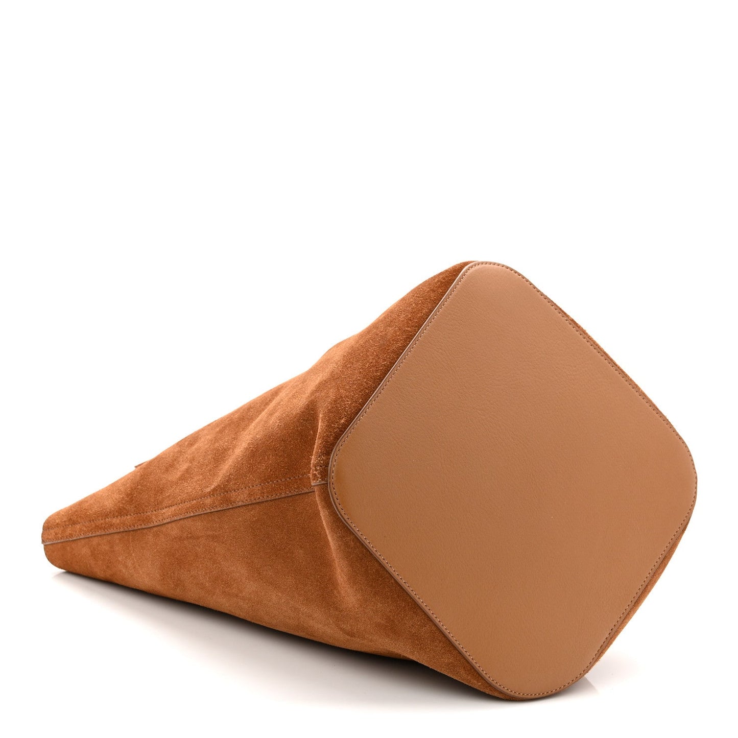 Suede Calfskin Medium Pebble Bucket Bag Tobacco
