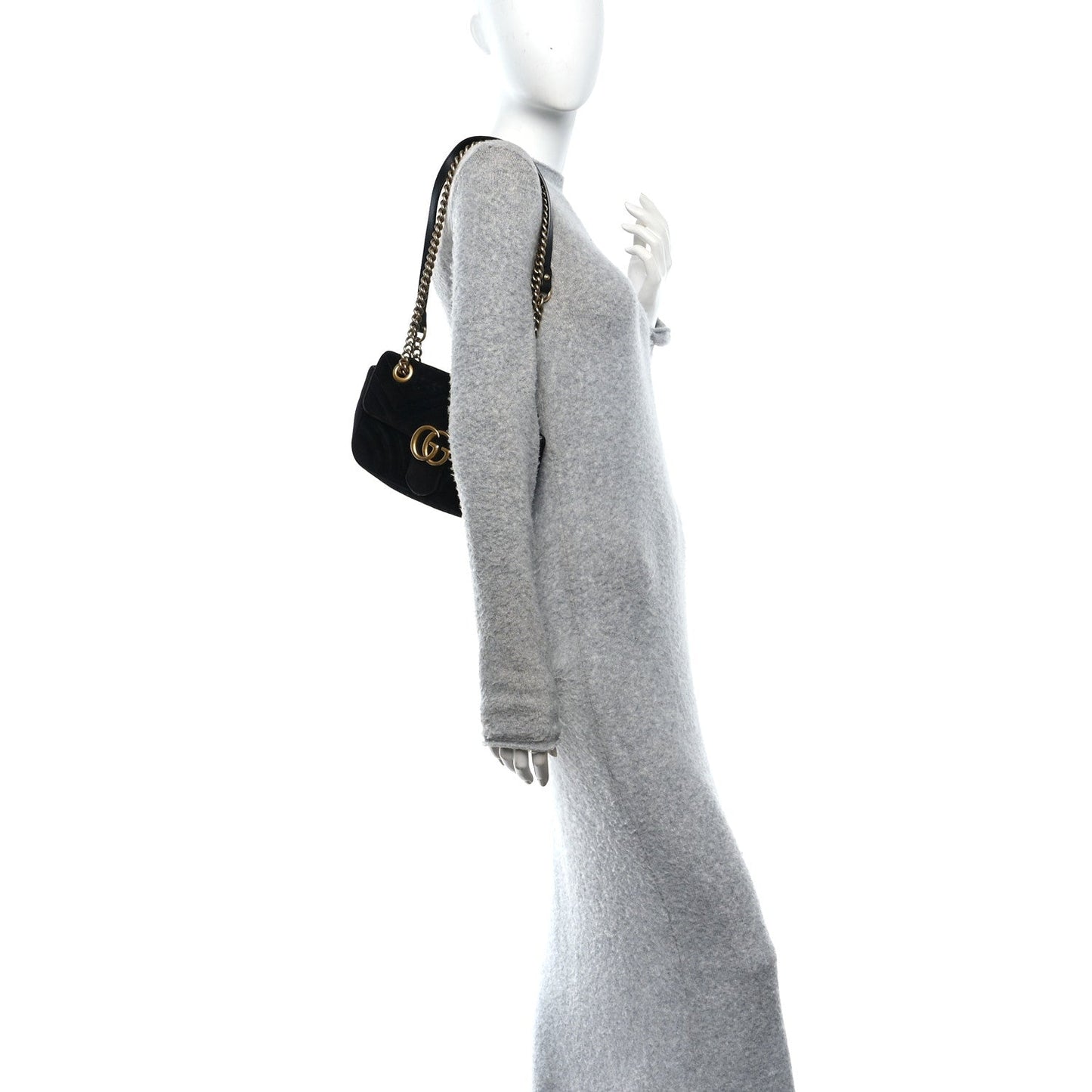 Velvet Matelasse Mini GG Marmont Shoulder Bag Black