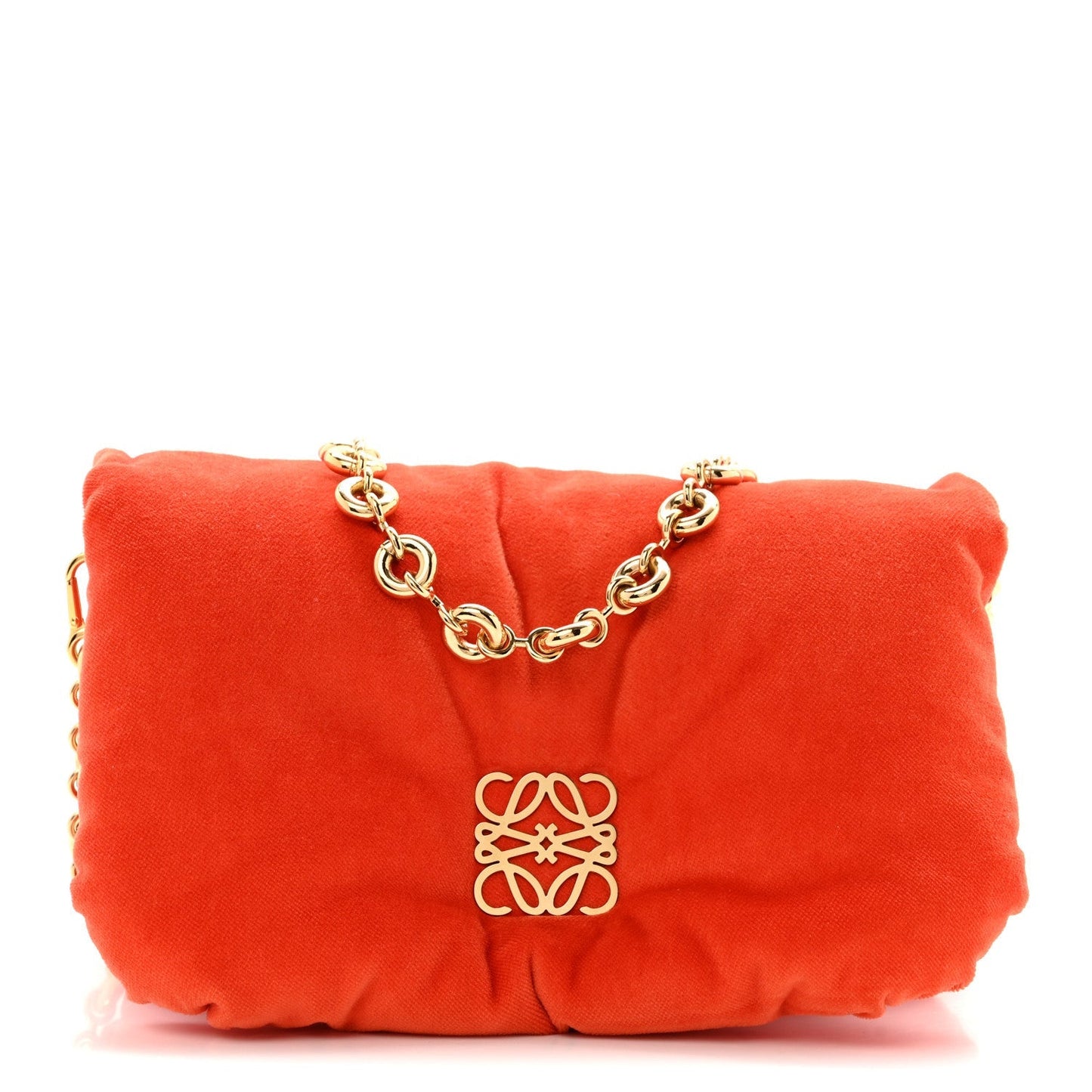 Velvet Mini Goya Puffer Bag Orange