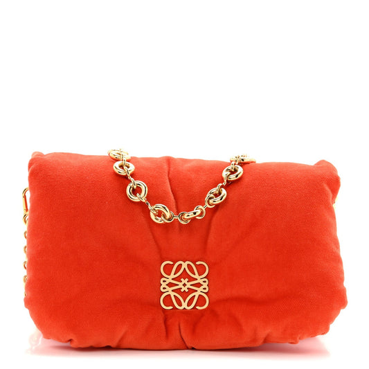 Velvet Mini Goya Puffer Bag Orange
