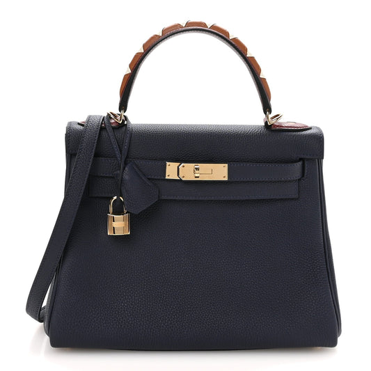 Togo Horseshoe Au Galop Kelly Retourne 28 Bleu Nuit Rouge H Fauve