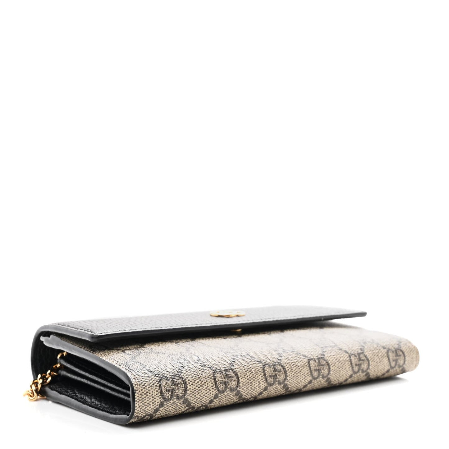Dollar Calfskin GG Supreme Monogram Petite GG Marmont Wallet Chain Bag Black Beige Ebony