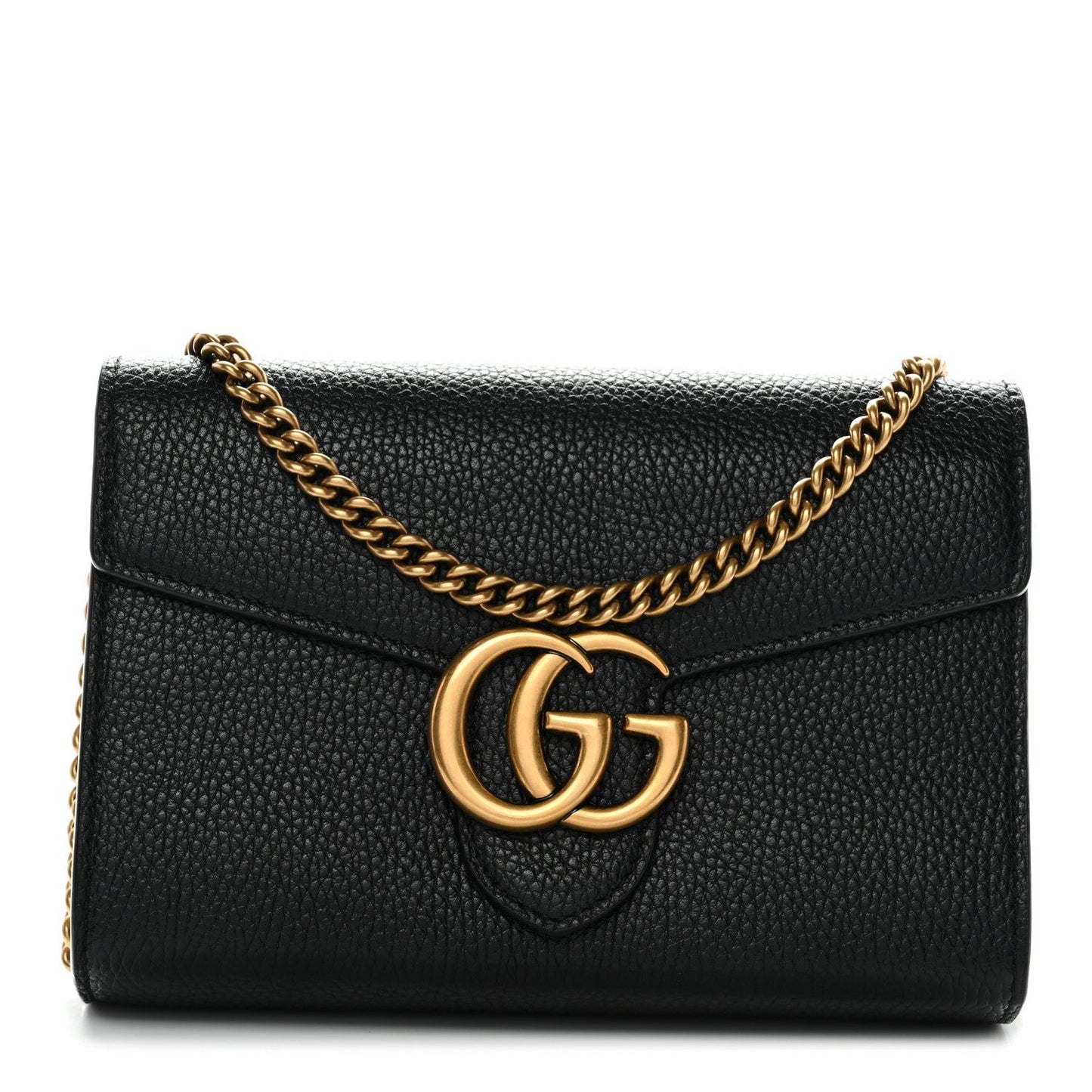 Calfskin GG Marmont Chain Wallet Black