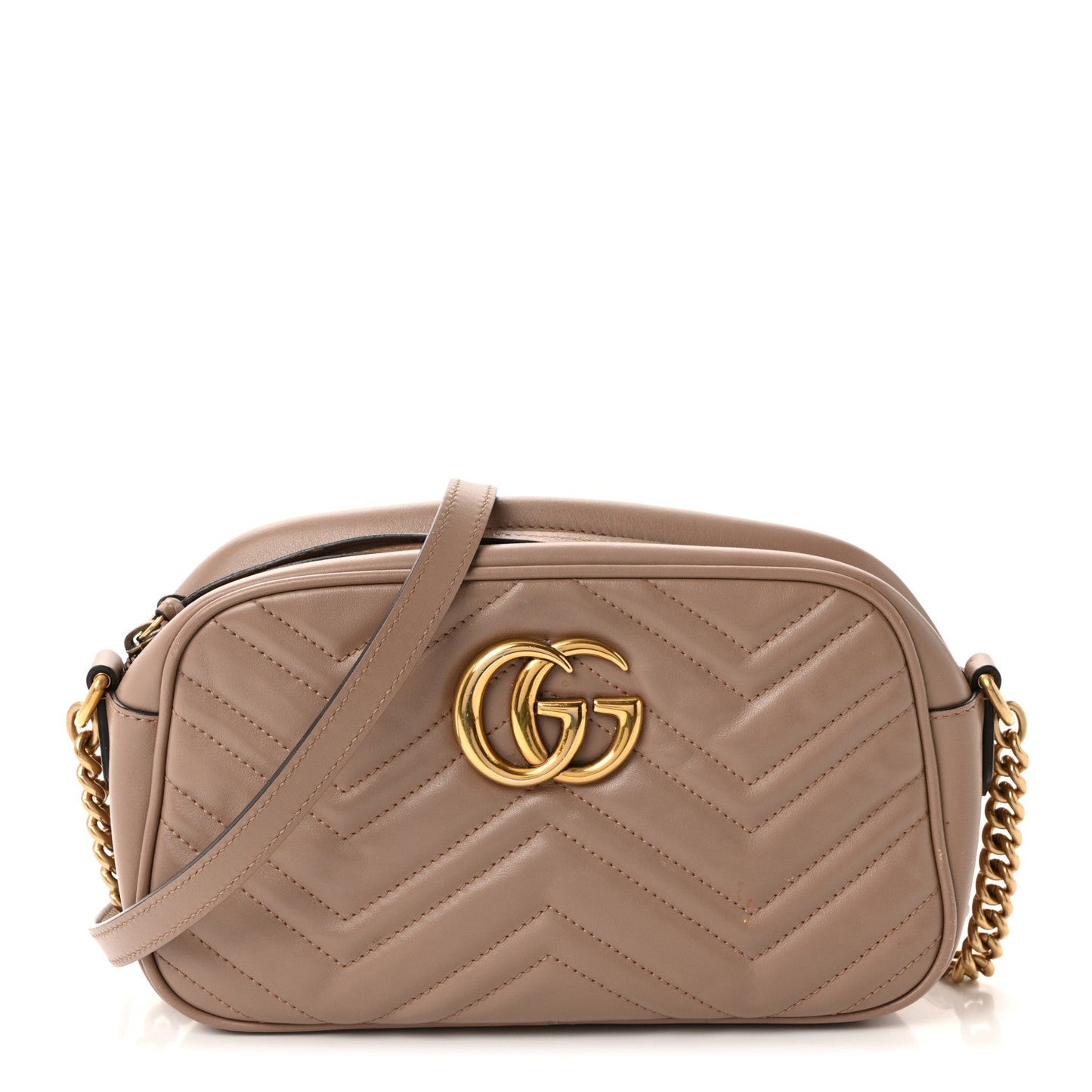 Calfskin Matelasse Small GG Marmont Chain Shoulder Bag Porcelain Rose