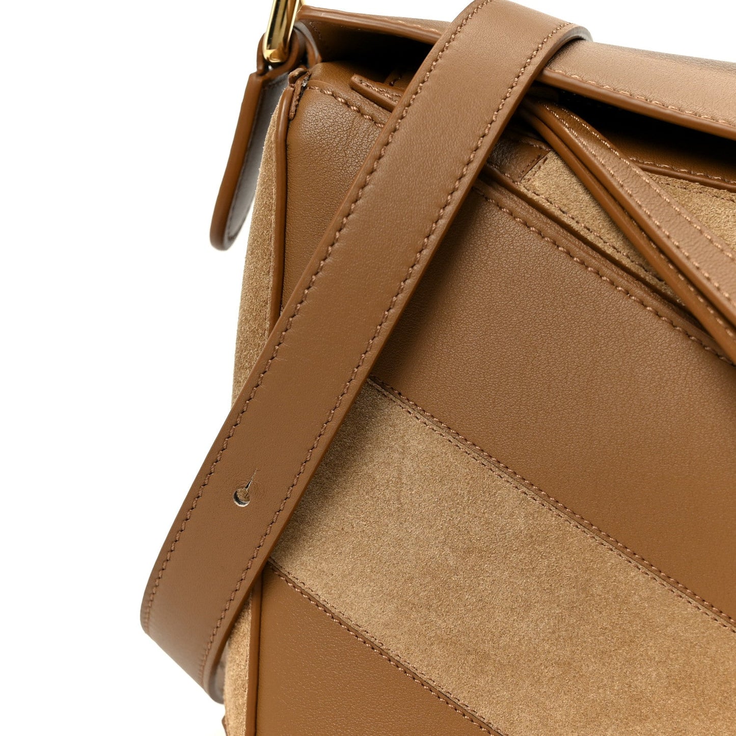 Calfskin Suede Small Puzzle Bag Oak