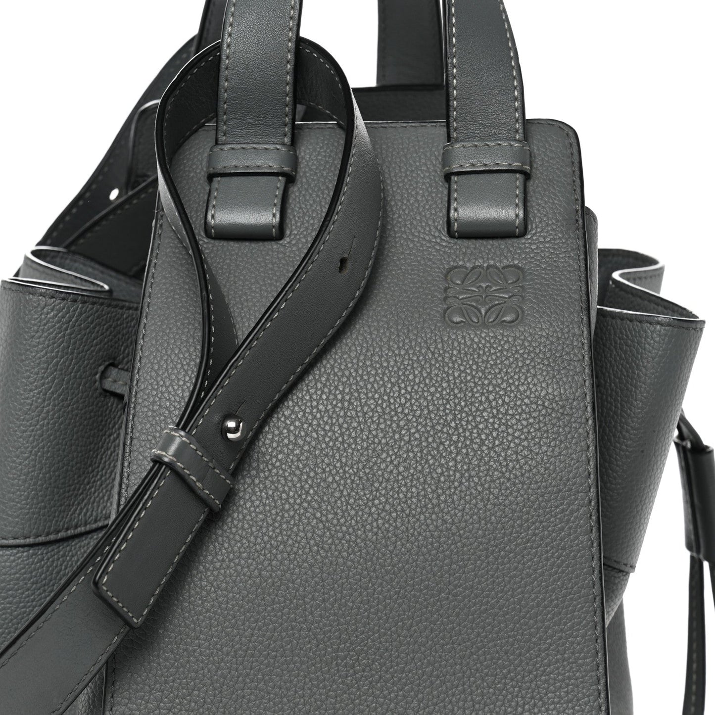 Grained Calfskin Medium Hammock Shoulder Bag Blue