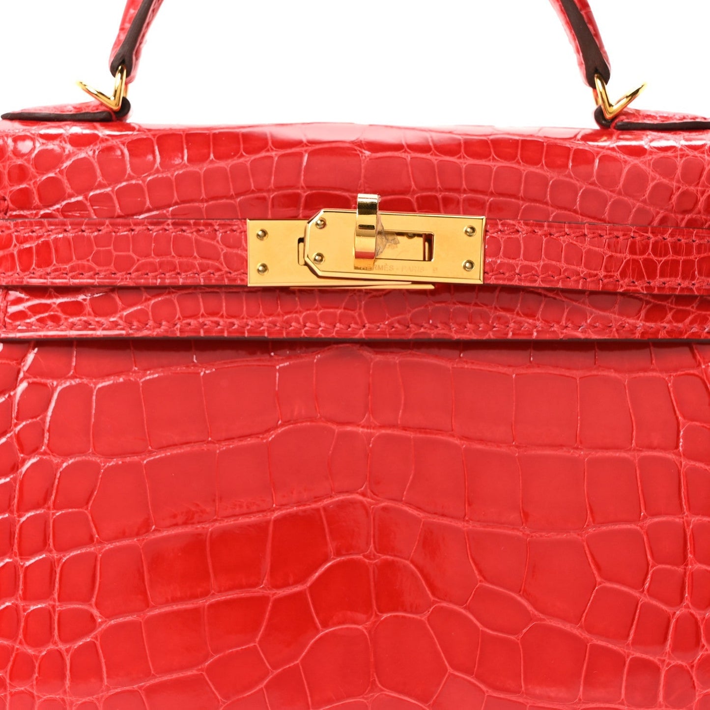 Shiny Alligator Horseshoe Mini Kelly Sellier 20 Rouge de Coeur Rose Mexico