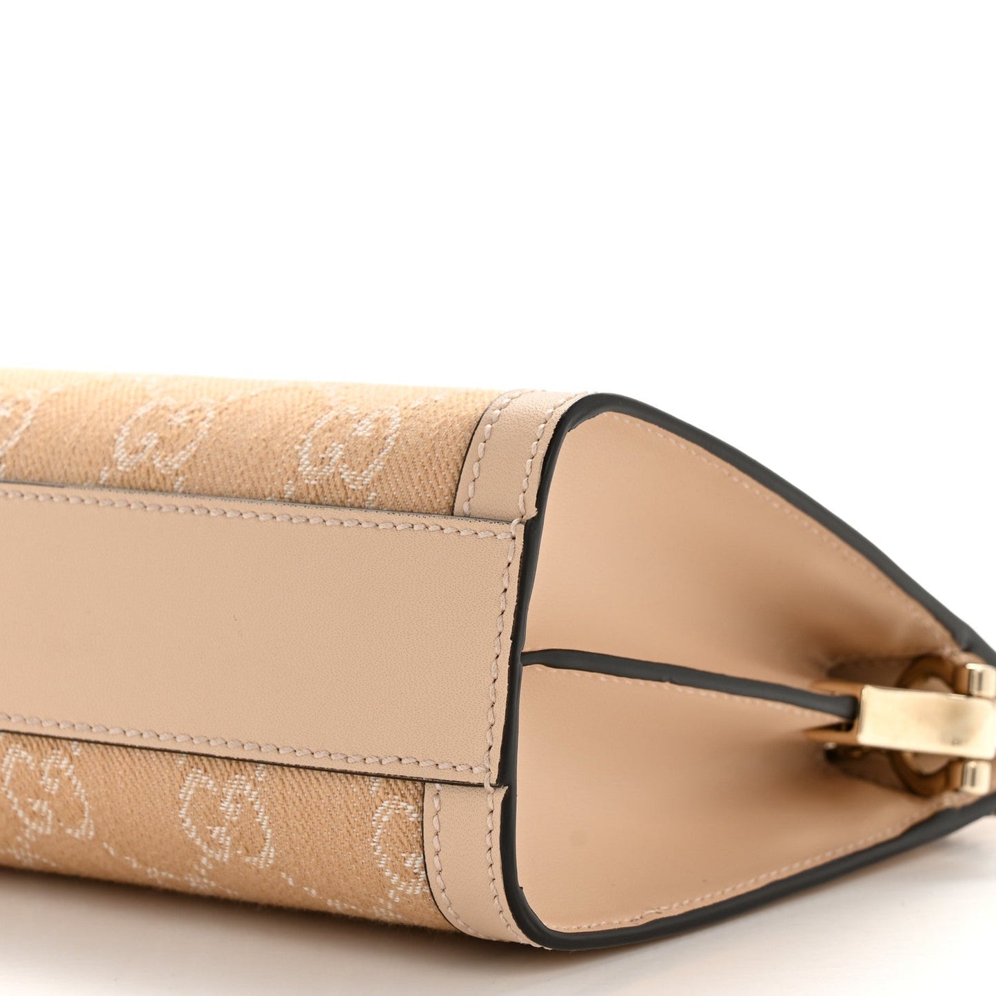 Denim Calfskin GG Monogram Small Ophidia Chain Shoulder Bag Light Beige
