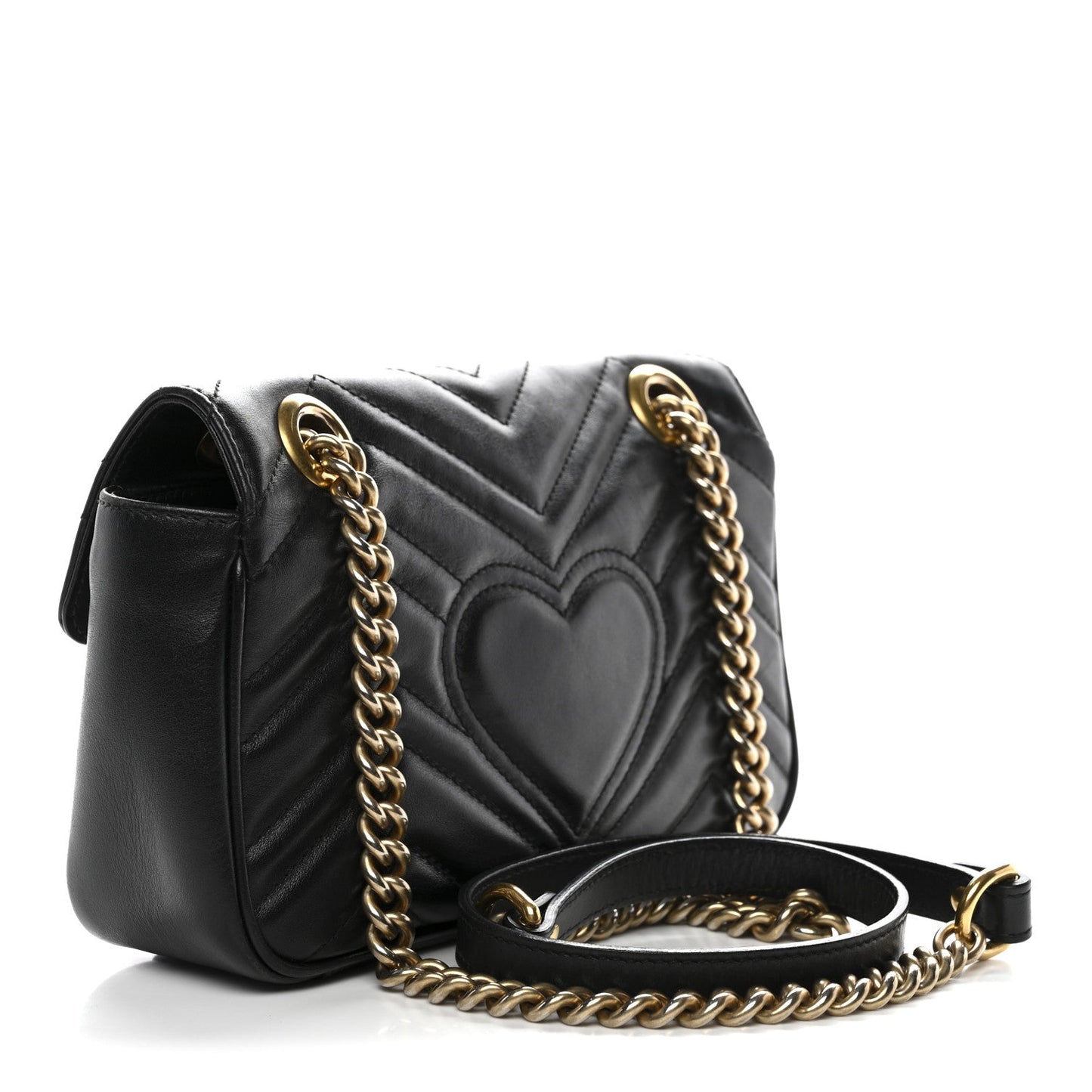 Calfskin Matelasse Mini GG Marmont Shoulder Bag Black