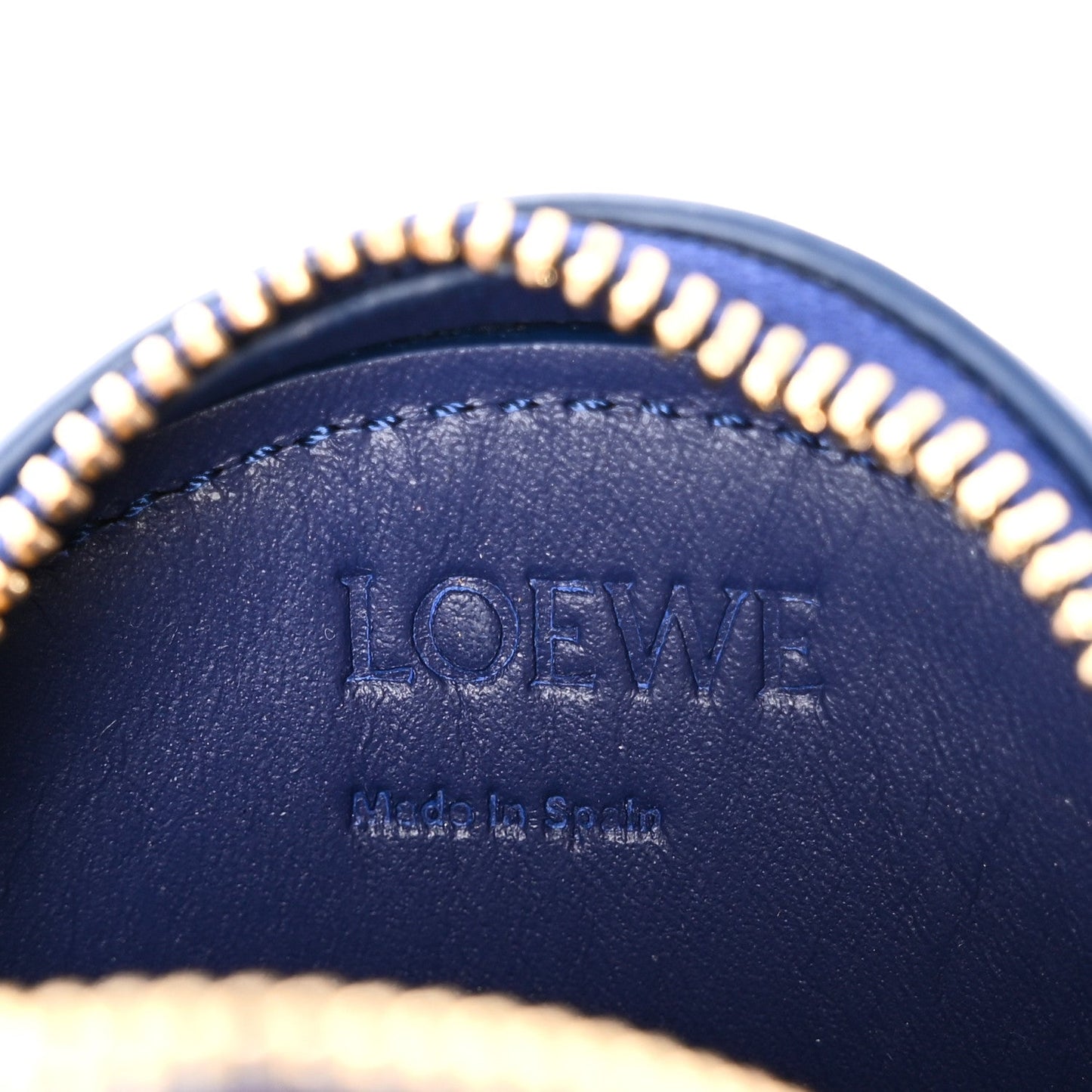 Calfskin Inflated Anagram Cookie Zip Coin Case Blue