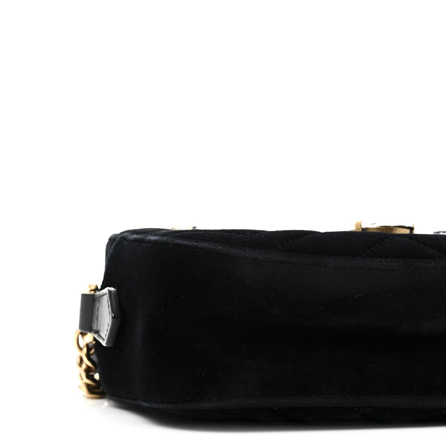 Velvet Matelasse Marquise Crystals Mini GG Marmont Chain Shoulder Bag Black