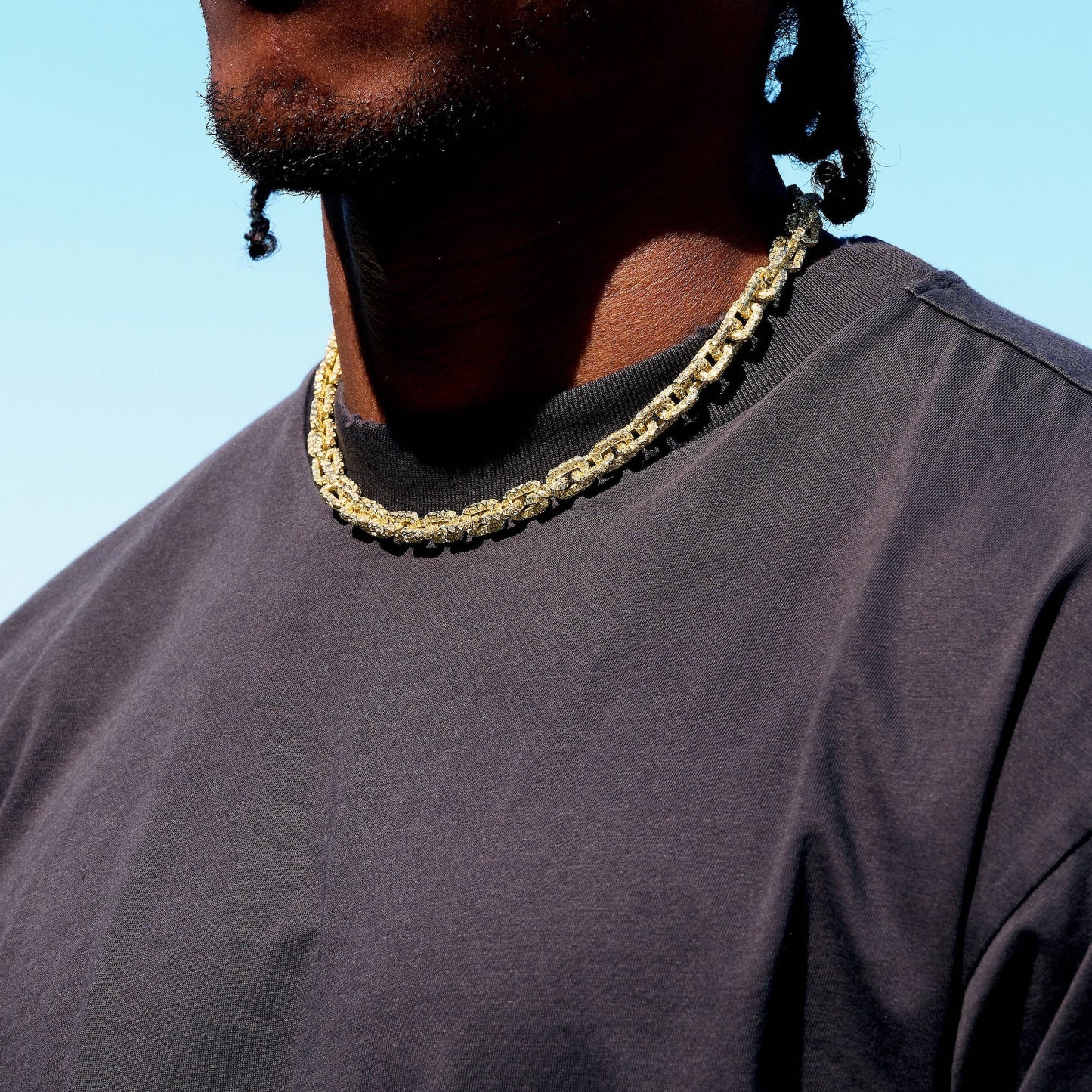 GLD X Bloody Osiris Iced Canary Voronoi Link Chain in Yellow Gold Vermeil