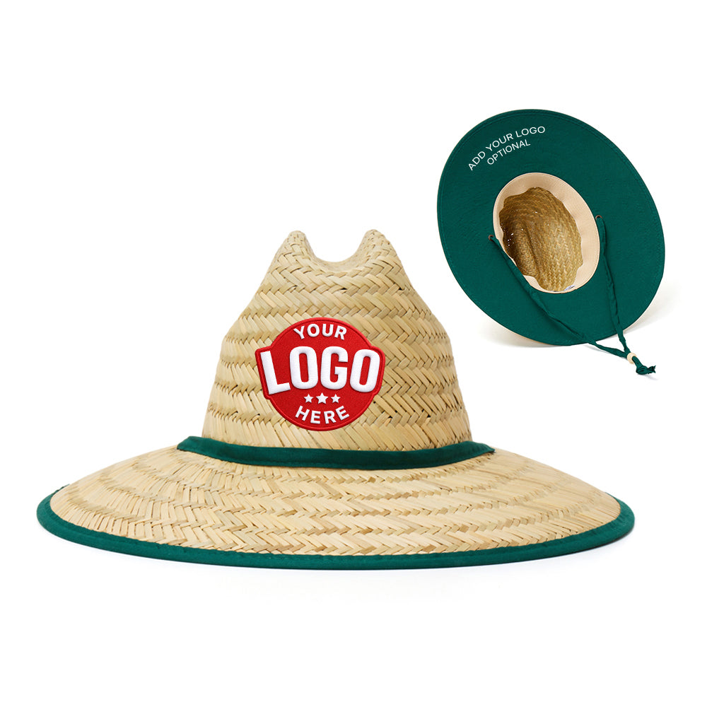 Custom Empire Cove Straw Lifeguard Sun Hats with Cotton Underbrim Coastal Edition