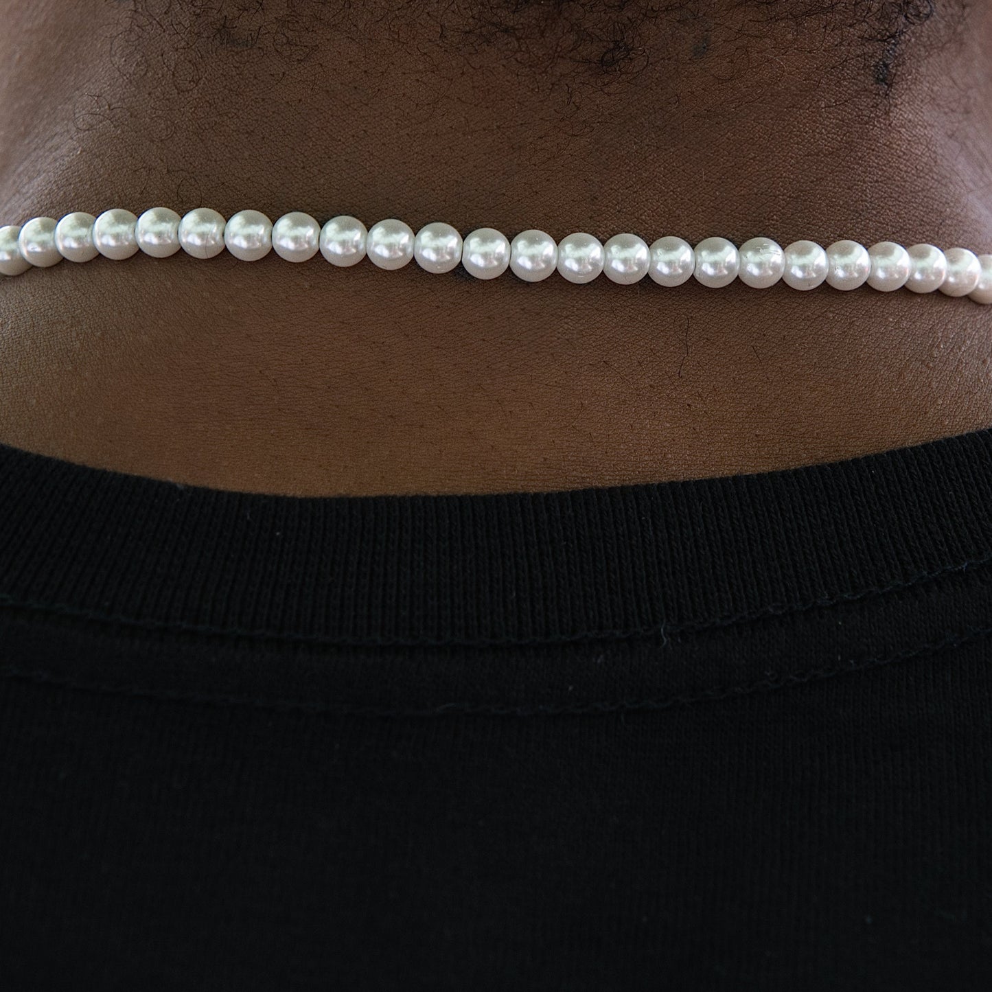 Iced Cross Pearl Bolo Chain in White Gold