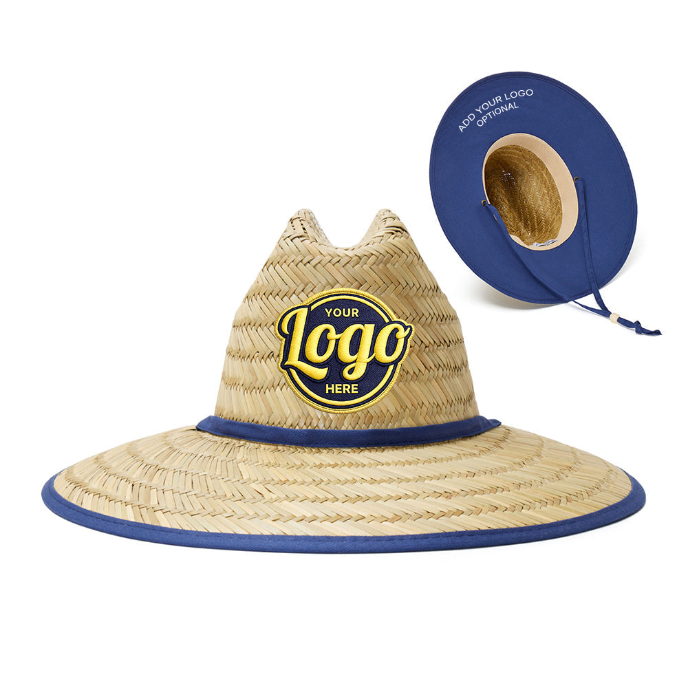 Custom Empire Cove Straw Lifeguard Sun Hats with Cotton Underbrim Coastal Edition