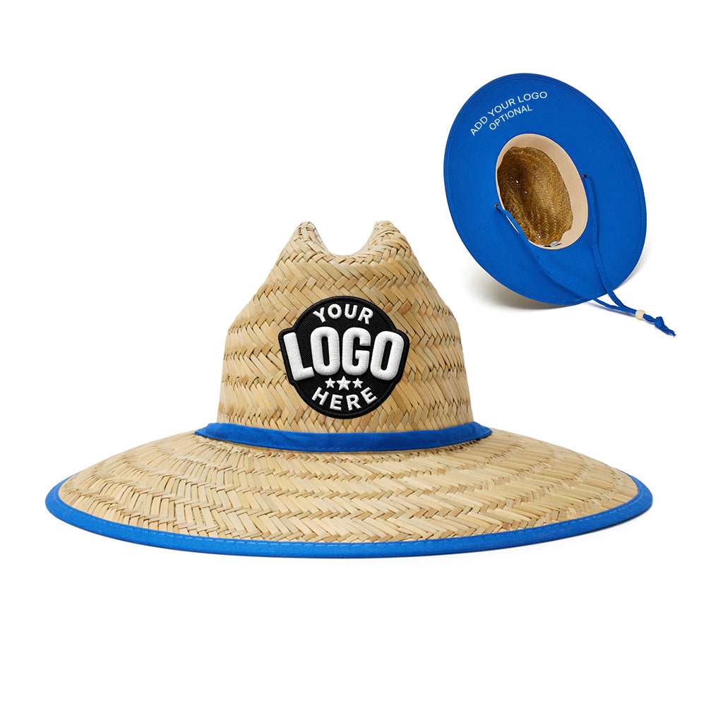 Custom Empire Cove Straw Lifeguard Sun Hats with Cotton Underbrim Coastal Edition