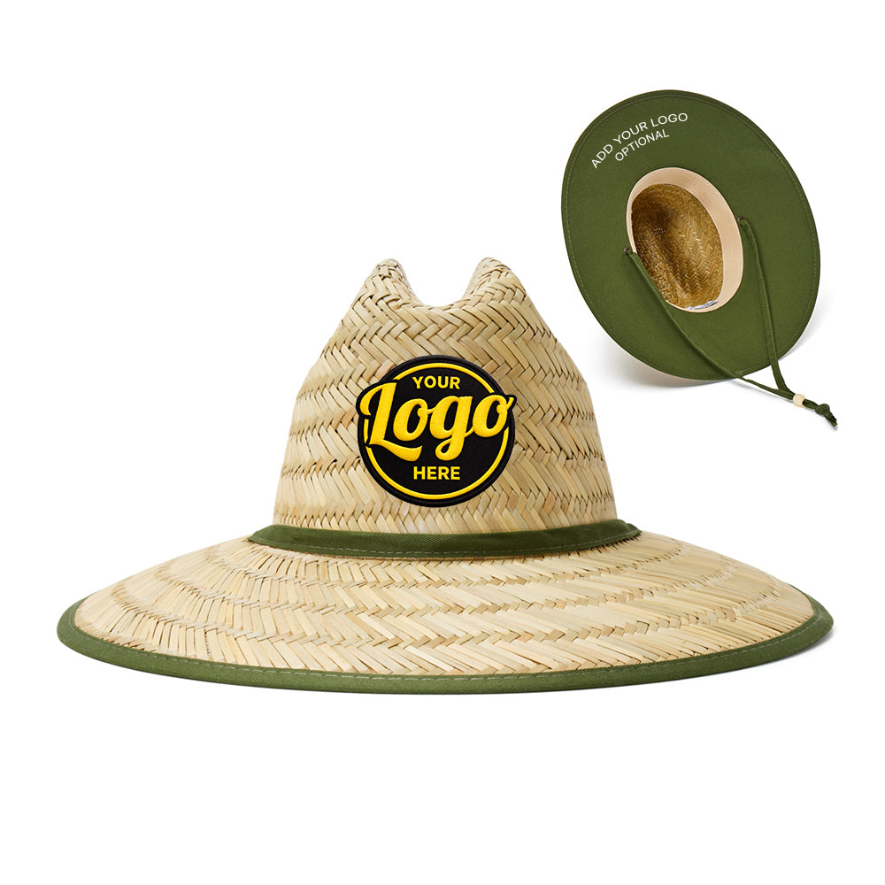 Custom Empire Cove Straw Lifeguard Sun Hats with Cotton Underbrim Coastal Edition
