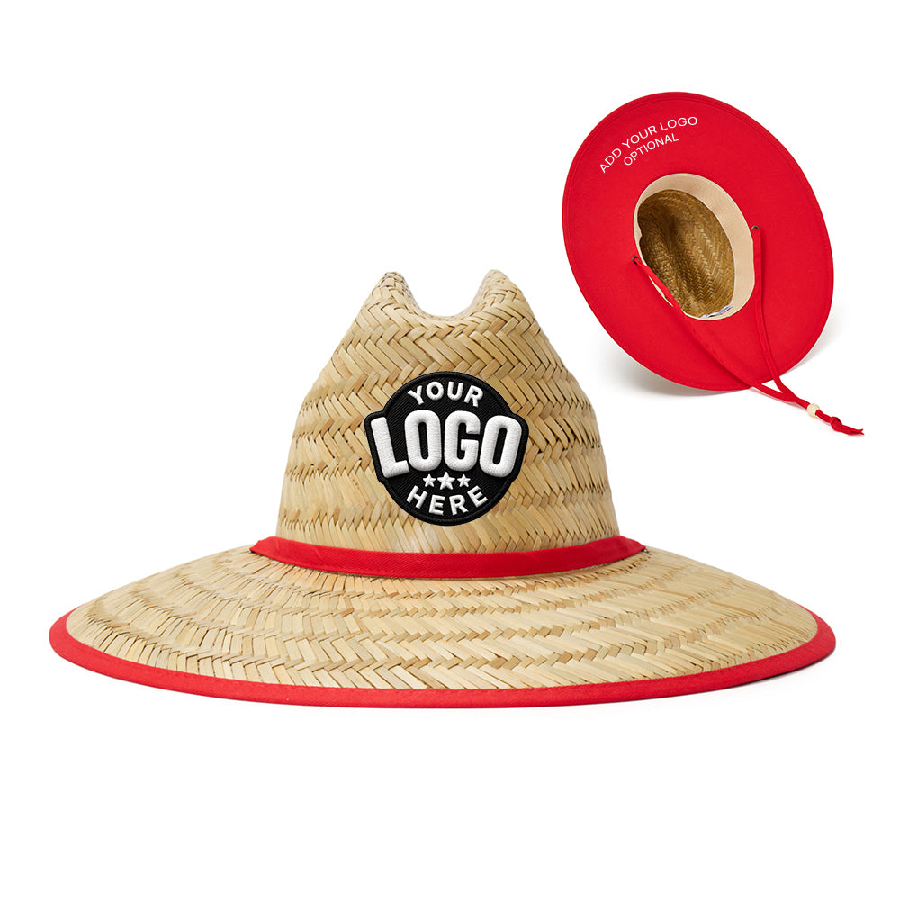 Custom Empire Cove Straw Lifeguard Sun Hats with Cotton Underbrim Coastal Edition
