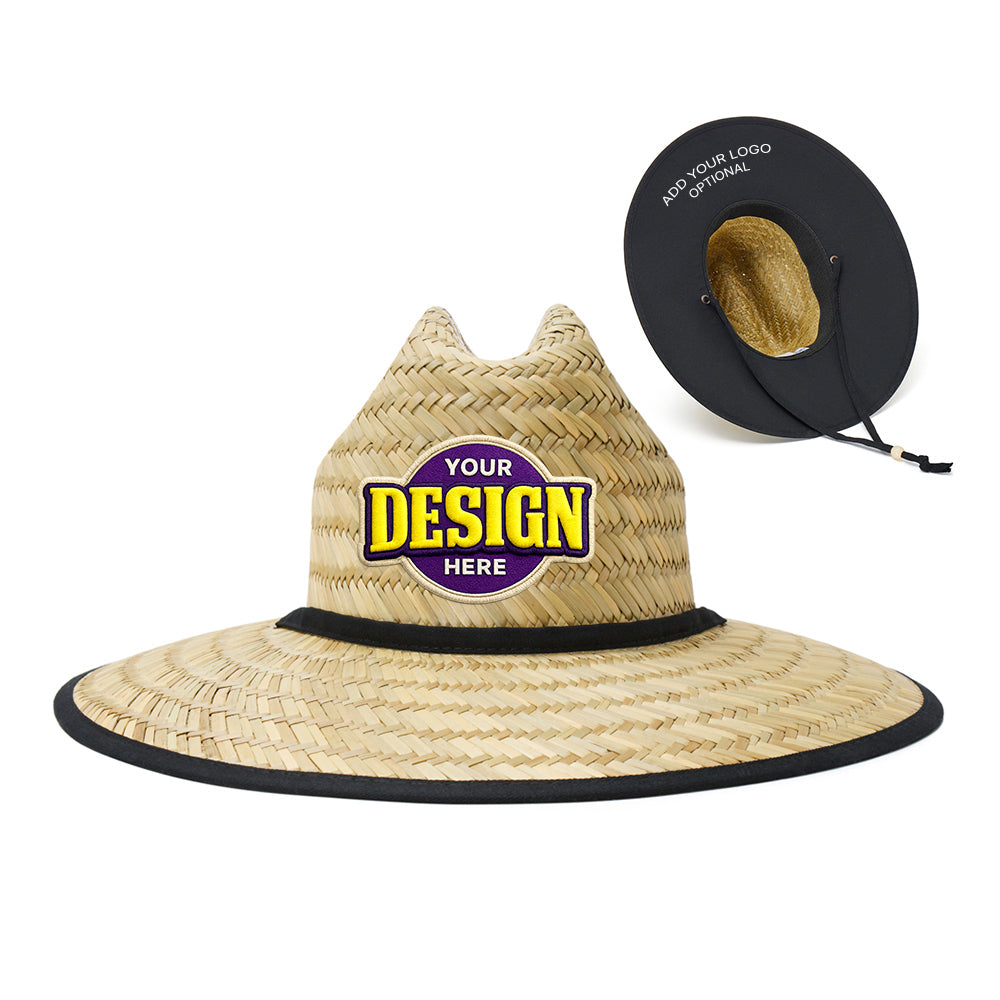 Custom Empire Cove Straw Lifeguard Sun Hats with Cotton Underbrim Coastal Edition