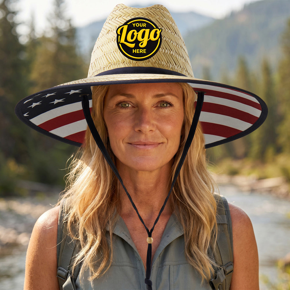 Custom Empire Cove Straw Lifeguard Sun Hats with Cotton Underbrim Coastal Edition