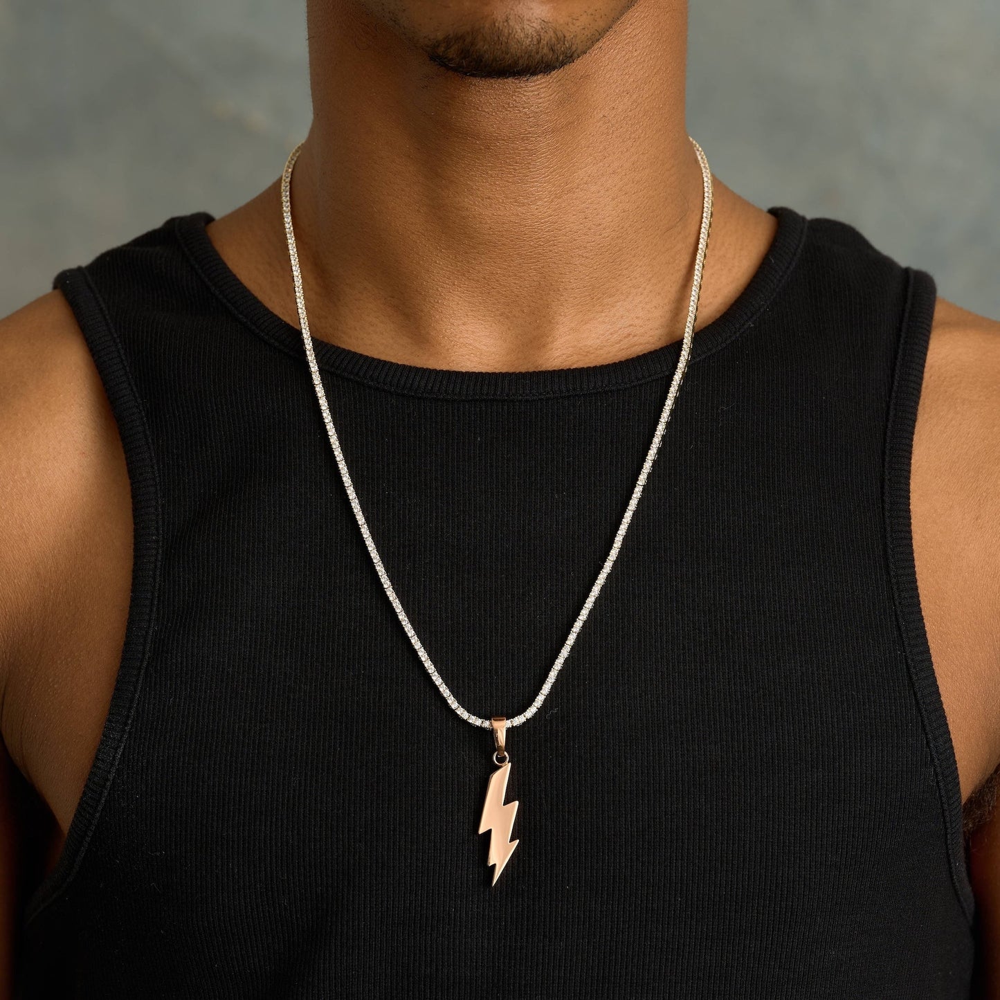 Simple Lighting Bolt Pendant in Rose Gold
