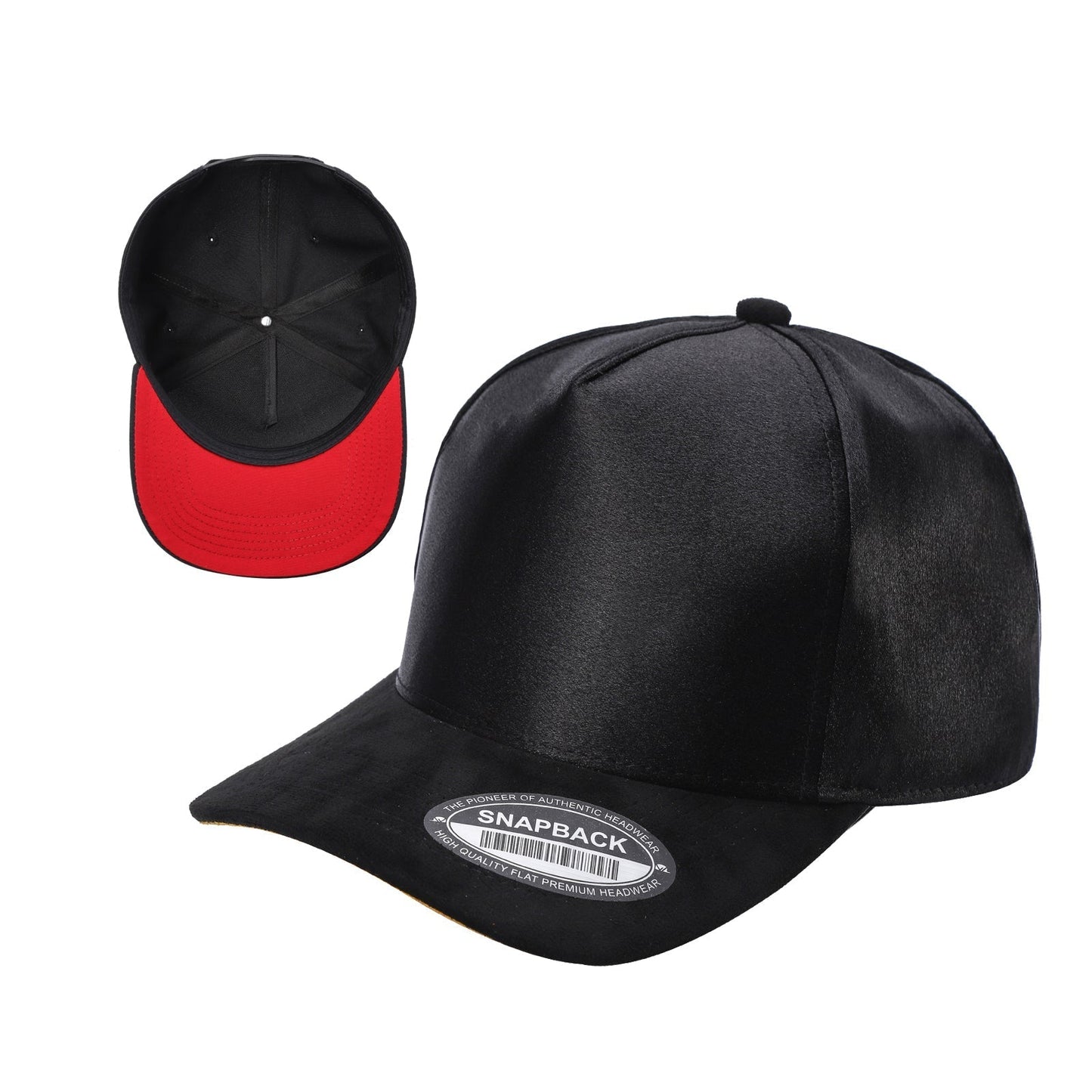 Unbranded Satin Snapback with Suede Bill