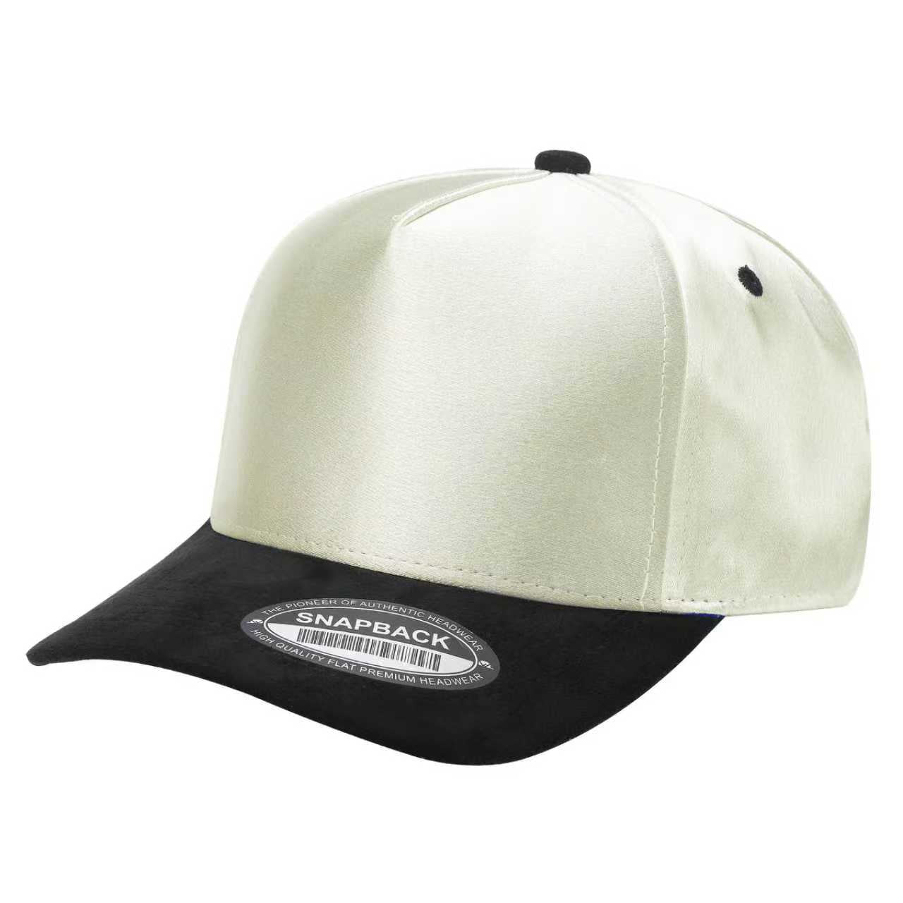 Unbranded Satin Snapback with Suede Bill