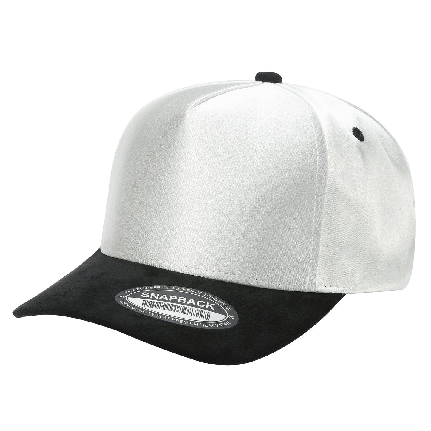 Unbranded Satin Snapback with Suede Bill