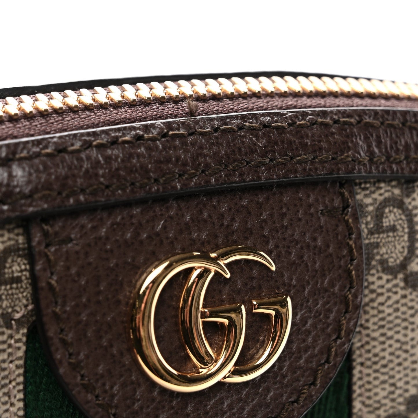 GG Supreme Monogram Textured Dollar Calfskin Web Small Ophidia Dome Shoulder Bag Beige Ebony New Acero