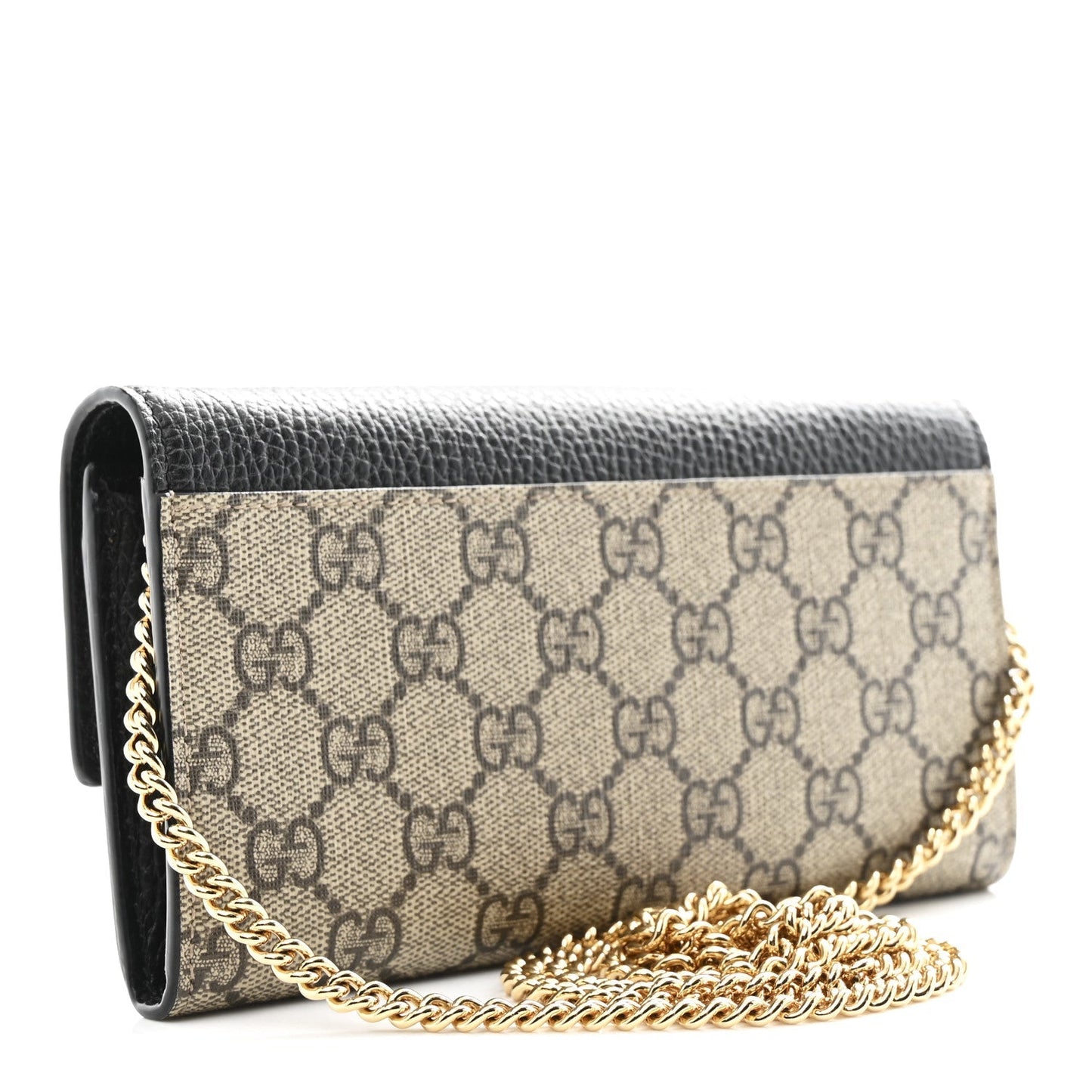 Dollar Calfskin GG Supreme Monogram Petite GG Marmont Wallet Chain Bag Black Beige Ebony