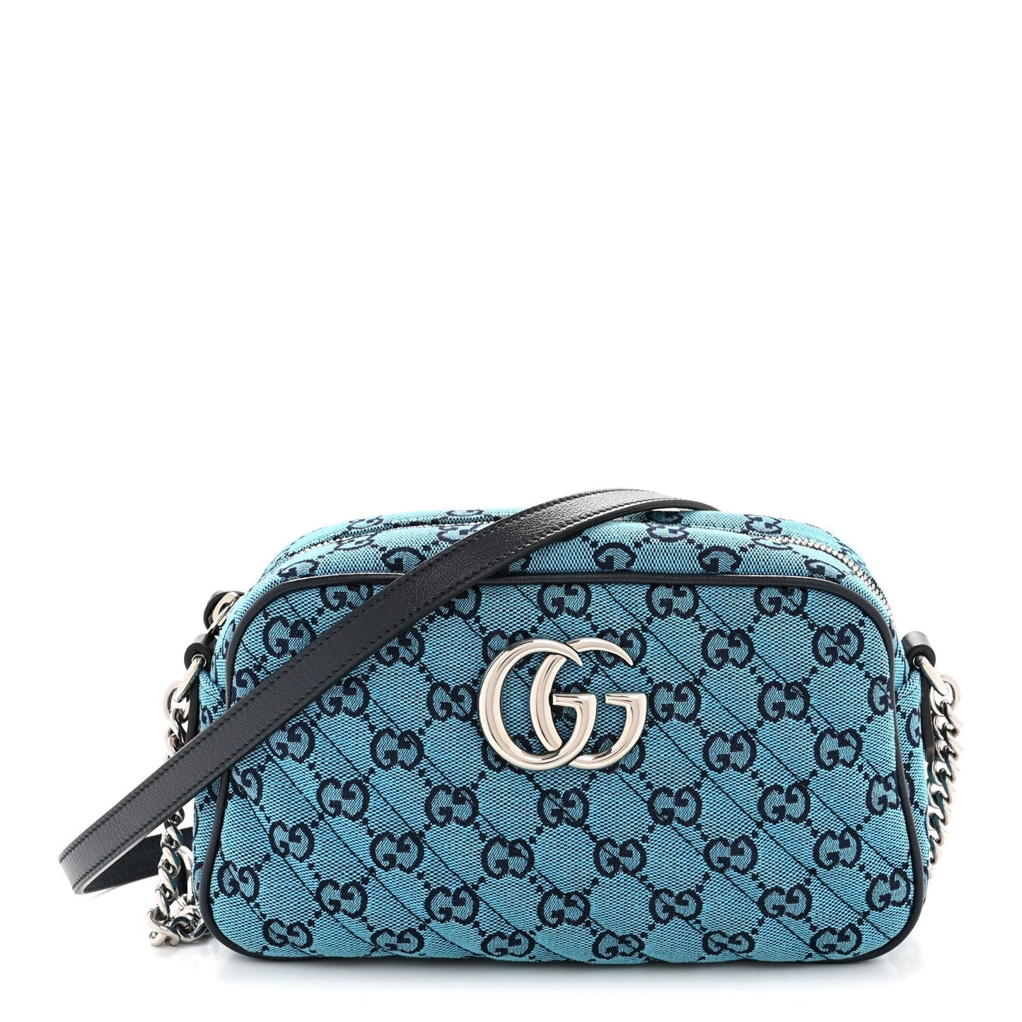 Monogram Multicolor Matelasse Diagonal Small GG Marmont Chain Shoulder Bag Light Blue