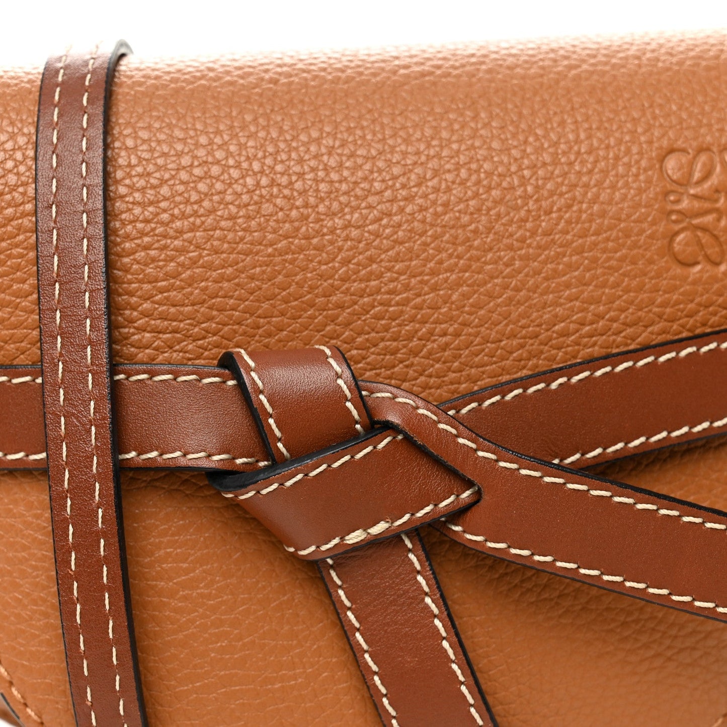 Grained Calfskin Mini Gate Crossbody Bag Caramel Pecan