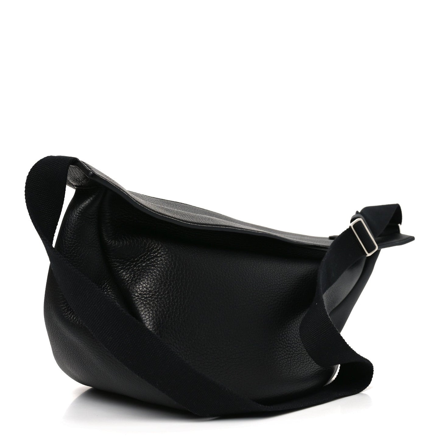 Grained Calfskin Large Slouchy Banana Bag Black