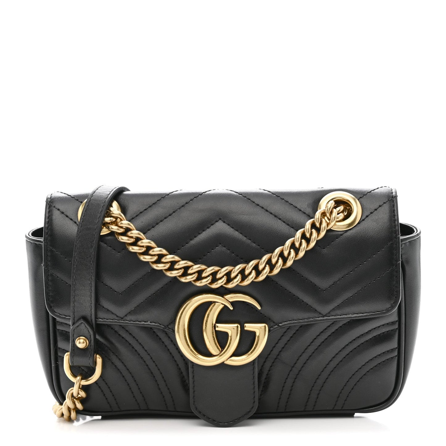Calfskin Matelasse Mini GG Marmont Shoulder Bag Black