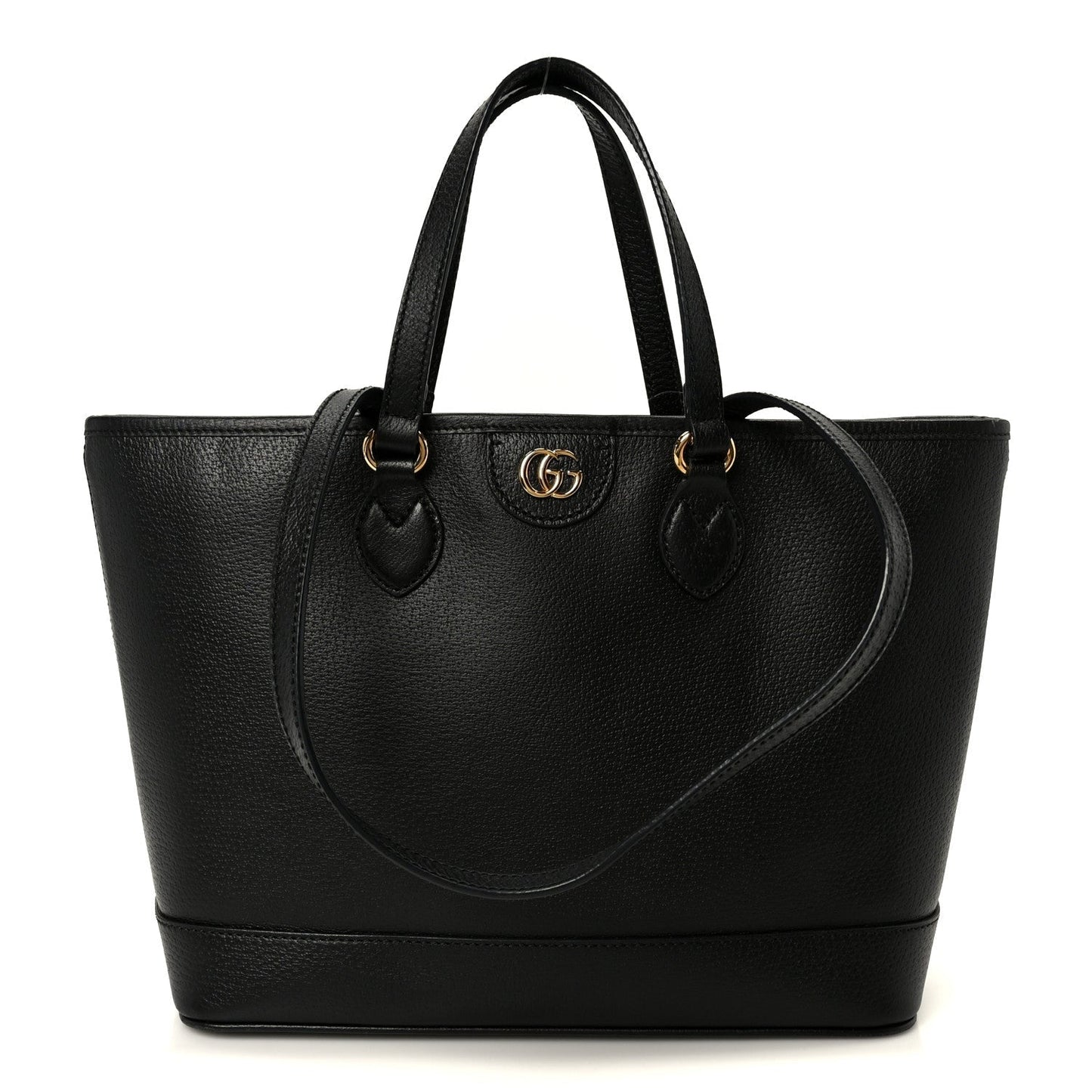 Textured Dollar Calfskin Small Ophidia Shoulder Tote Bag Black